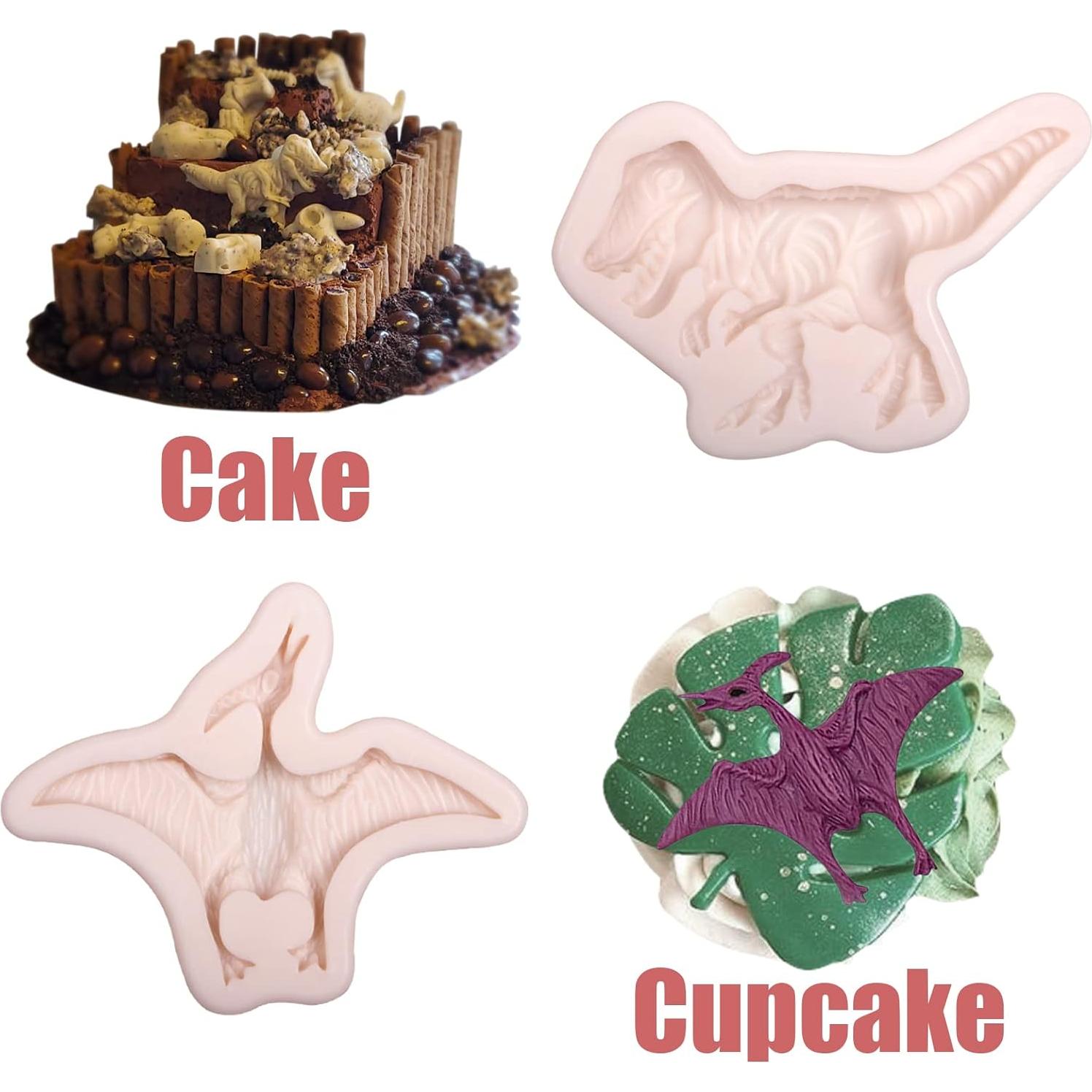 Moldes de Silicona para Fondant Dinosaurio 4 Pcs - ywzbomoldrm