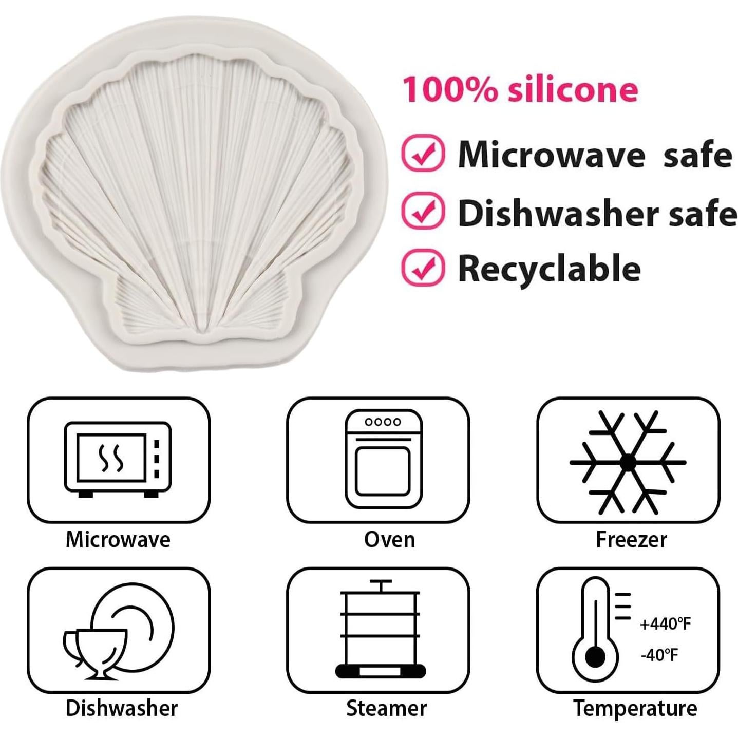 Clam Shell Silicone Mold Marine Theme Fondant Molds Seashell Silicone Mold for Cake Decoration Chocolate Cupcake Topper Candy Sugar Craft Polymer Clay Gum Paste