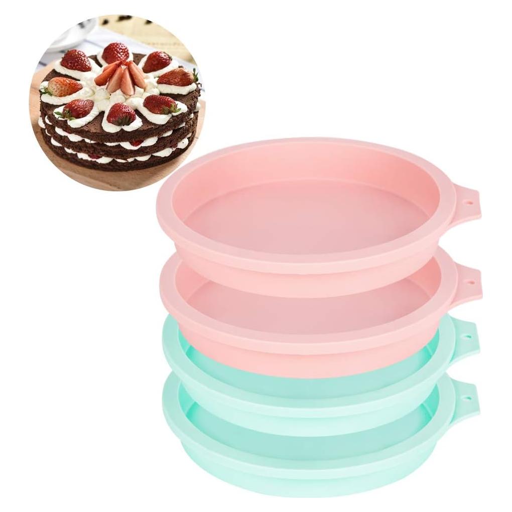 Molde Redondo de Silicona PaWuKi 6 Pulgadas Antiadherente - 4 Piezas