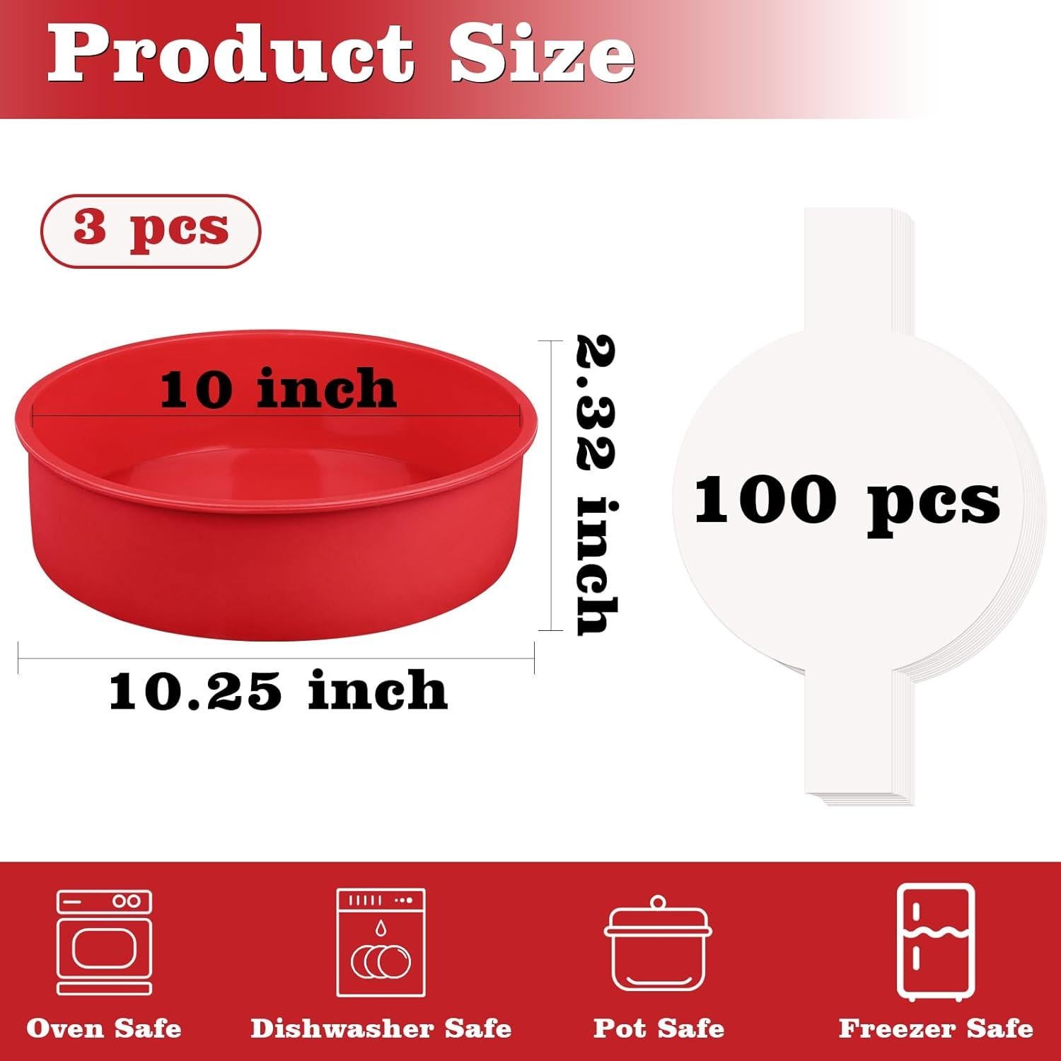 Molde Redondo para Pasteles HUAKENER 10 Pulgadas 3 Piezas Silicona