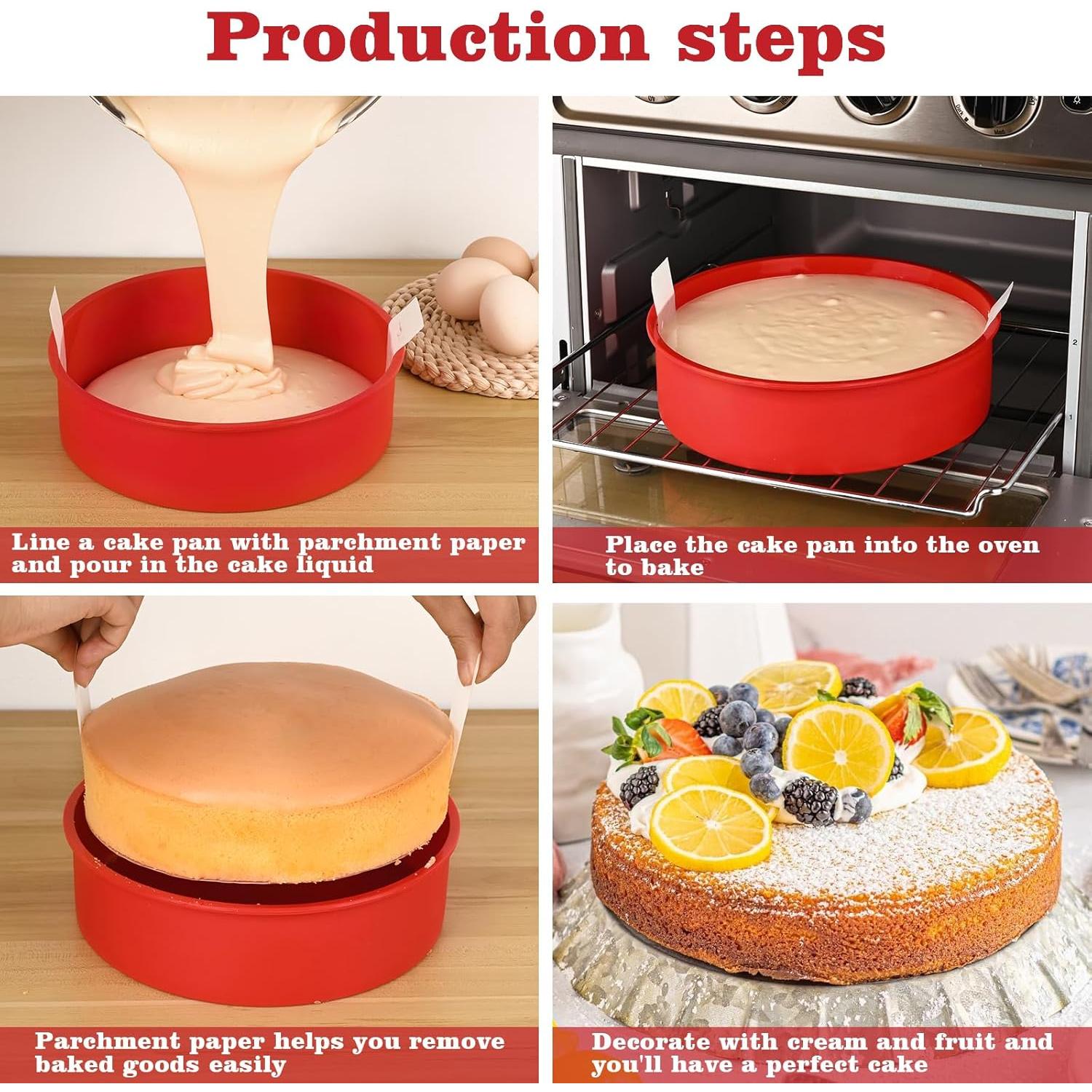 Molde Redondo para Pasteles HUAKENER 10 Pulgadas 3 Piezas Silicona