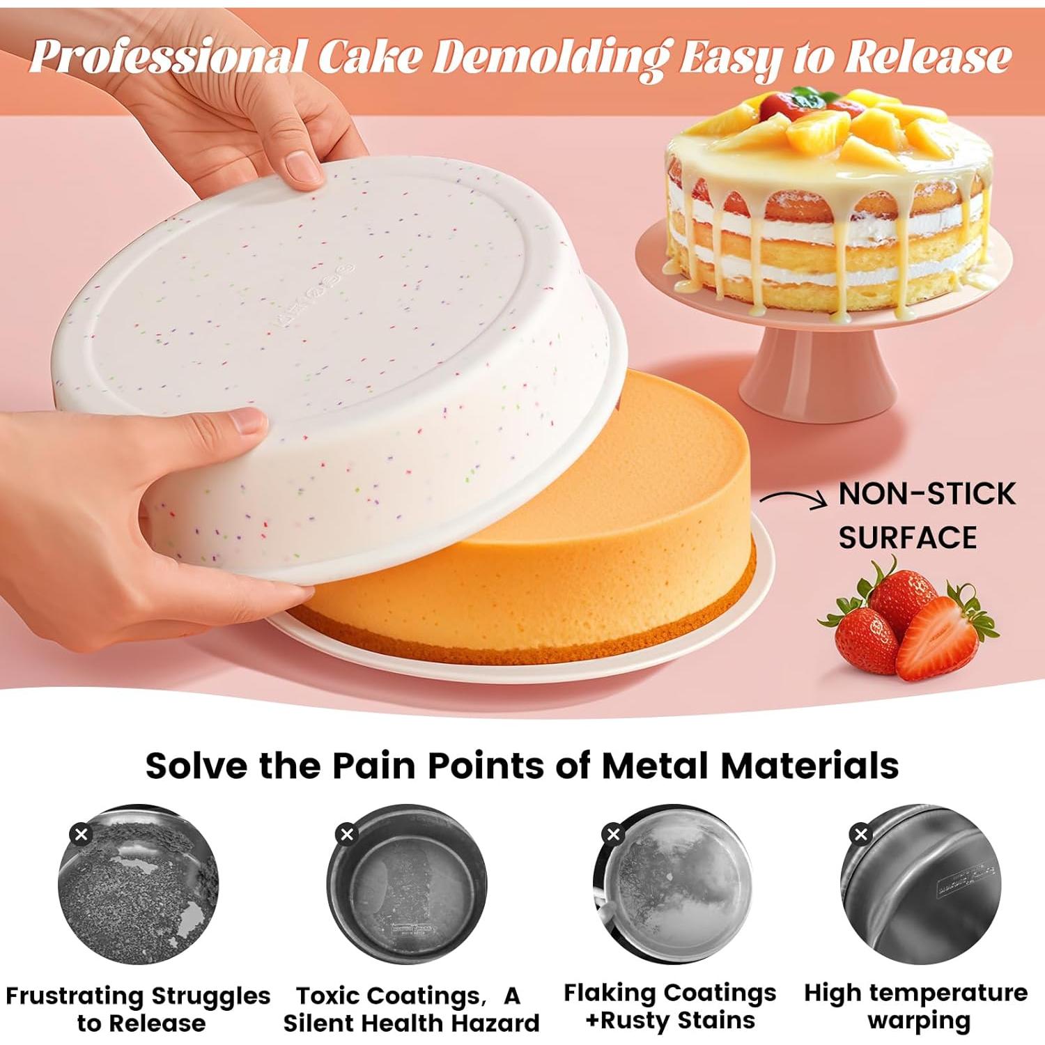 Molde Redondo de Silicona SJ 20.32 cm Antiadherente Set de 3