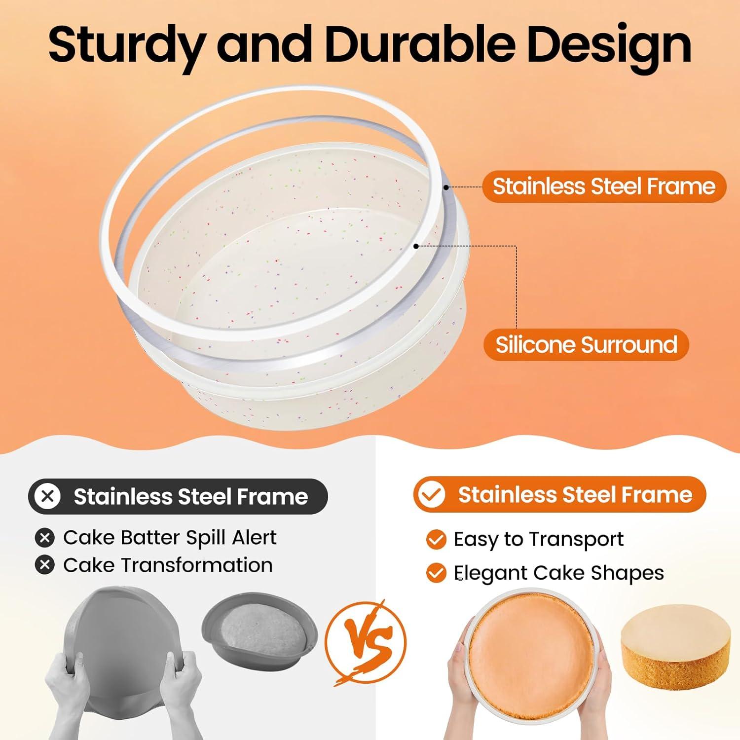 Molde Redondo de Silicona SJ 20.32 cm Antiadherente Set de 3