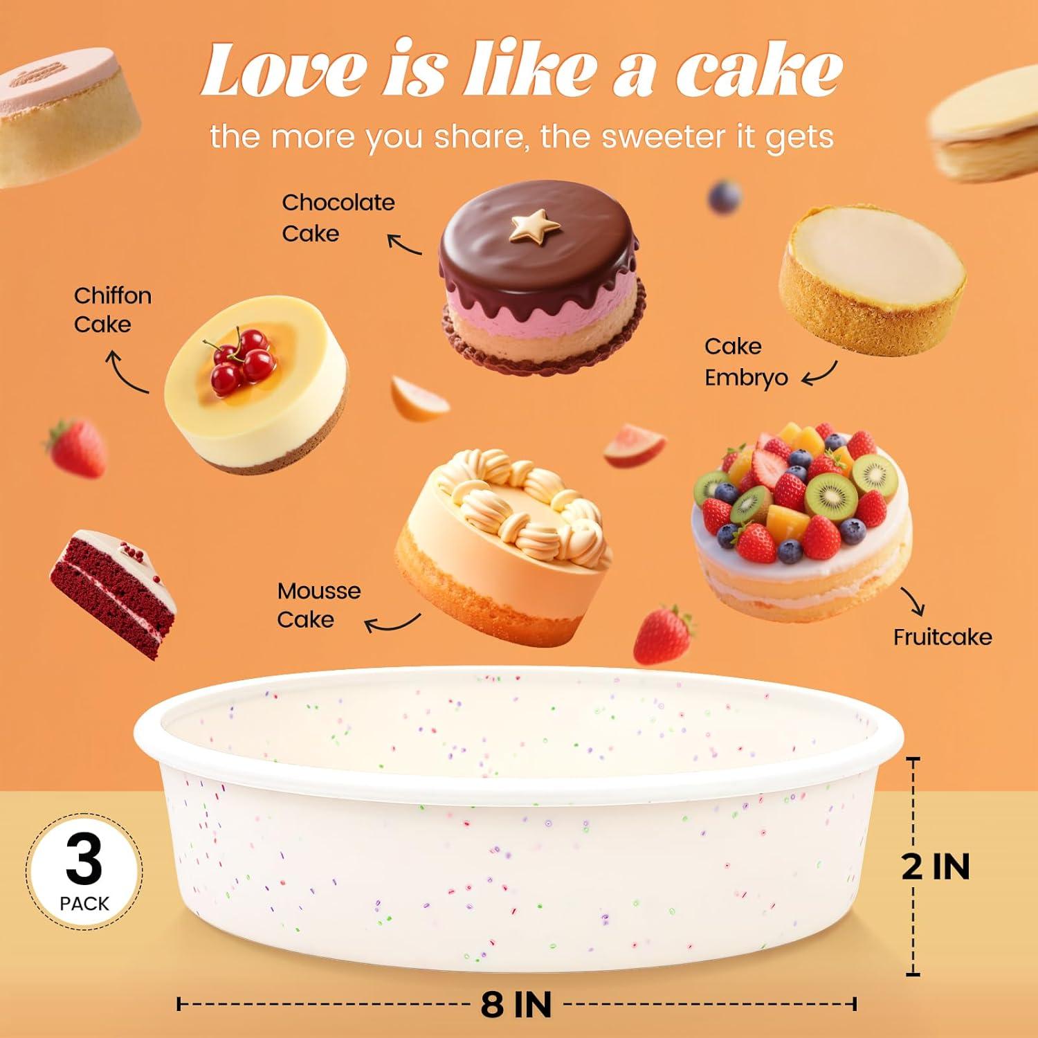 Molde Redondo de Silicona SJ 20.32 cm Antiadherente Set de 3