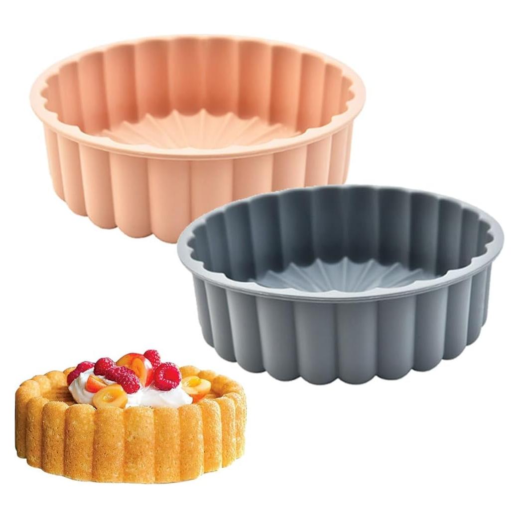 Molde Redondo de Silicona Antiadherente Tenxuzon 25.4 cm - 2 Piezas