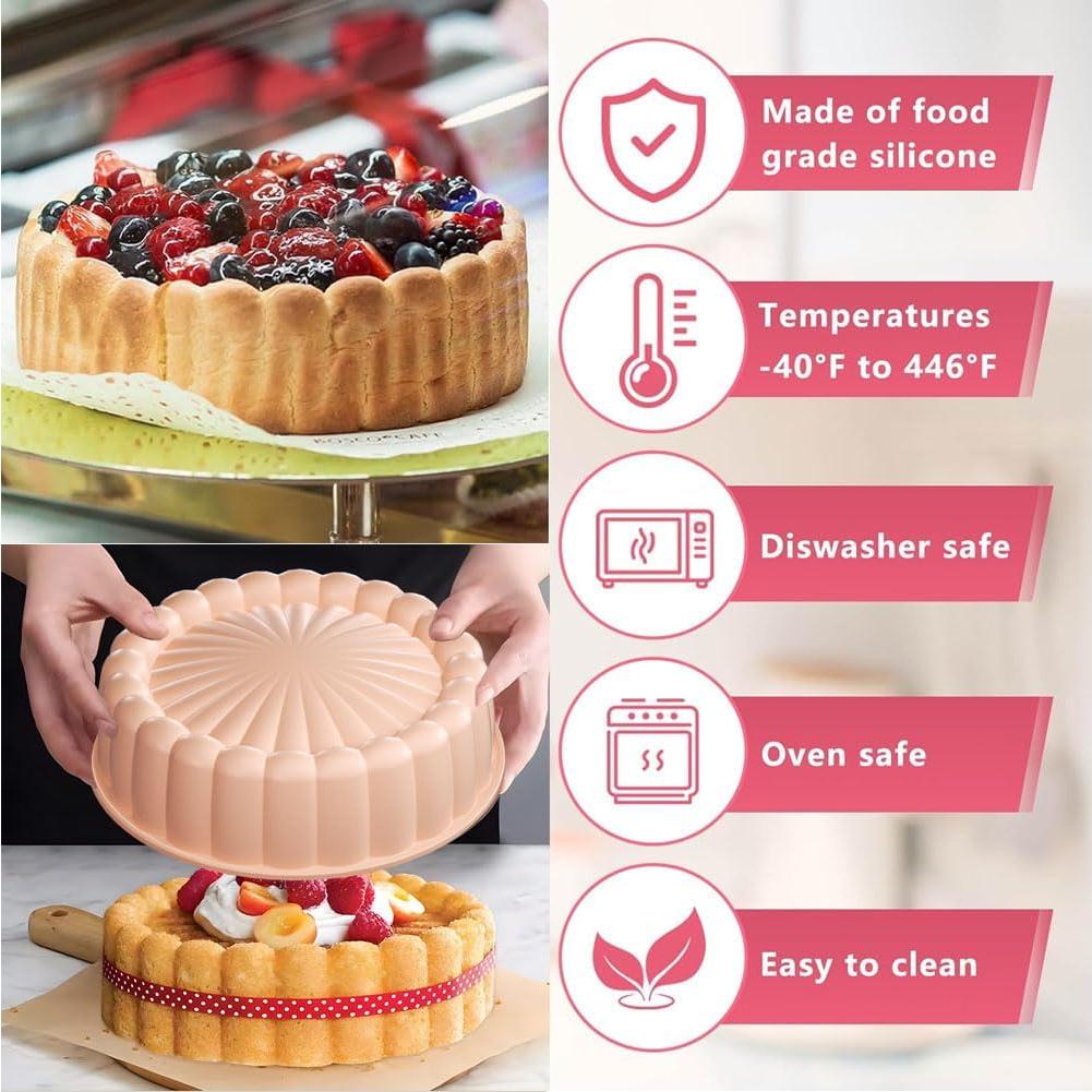 Molde Redondo de Silicona Antiadherente Tenxuzon 25.4 cm - 2 Piezas