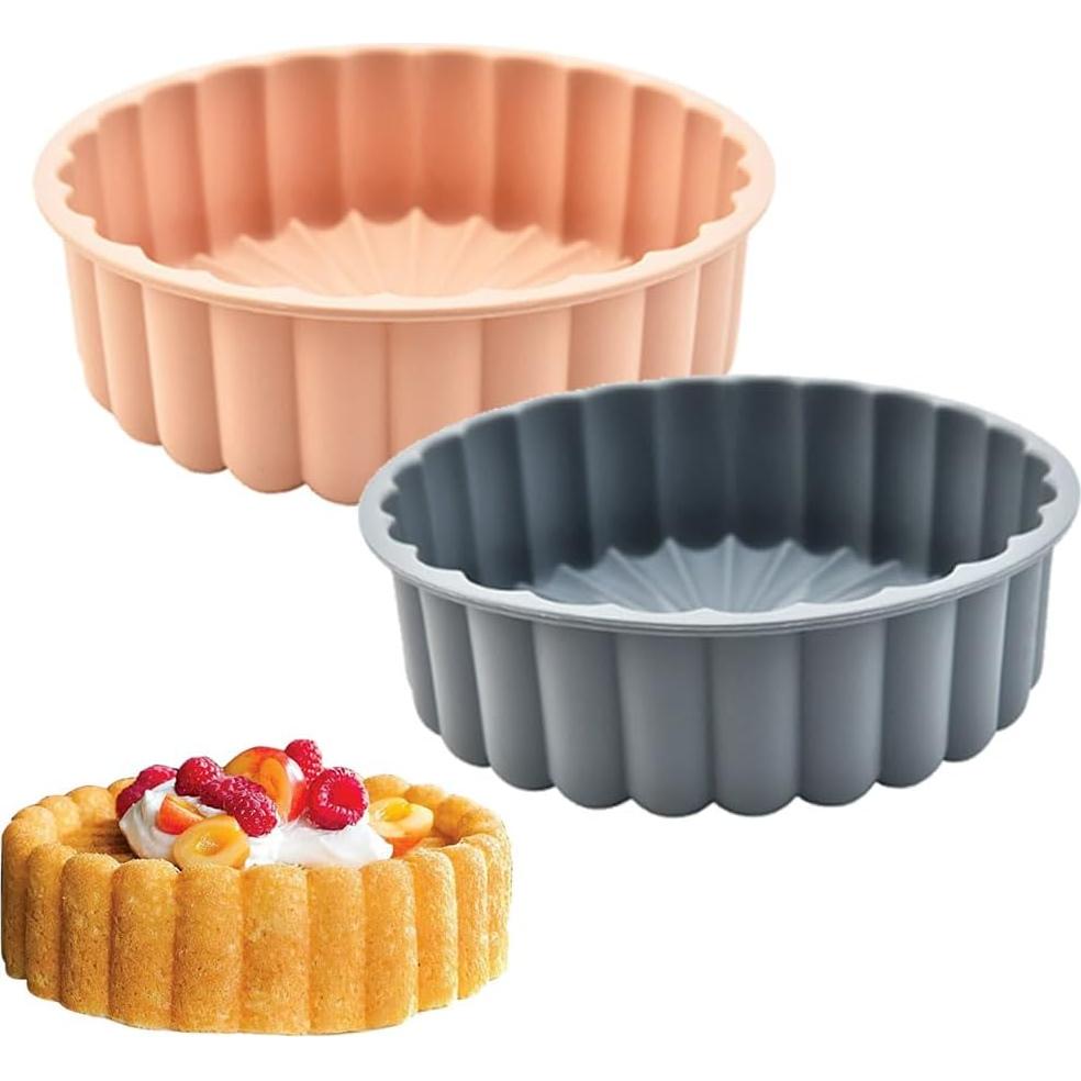 Molde Redondo de Silicona Antiadherente Tenxuzon 25.4 cm - 2 Piezas