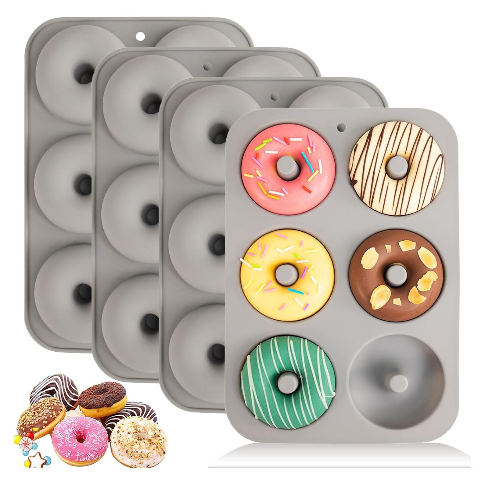 Molde de Silicona Aichoof para 6 Donas, 4 Piezas, Antiadherente