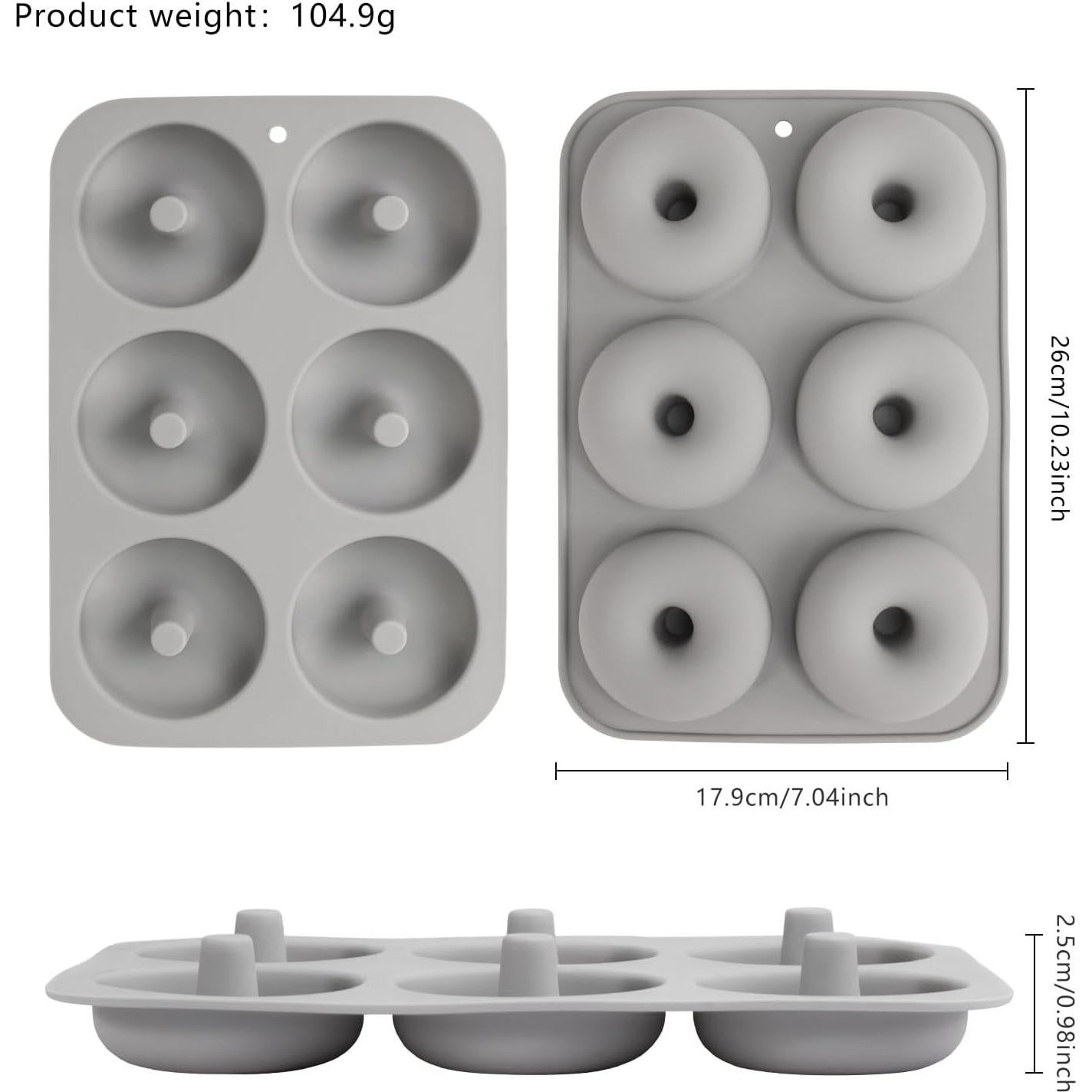 Molde de Silicona Aichoof para 6 Donas, 4 Piezas, Antiadherente