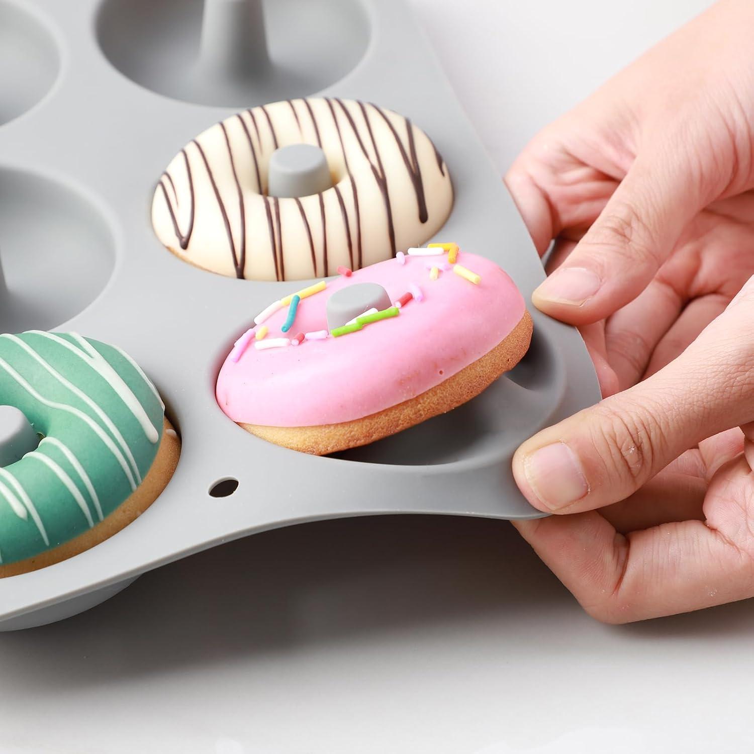 Molde de Silicona Aichoof para 6 Donas, 4 Piezas, Antiadherente