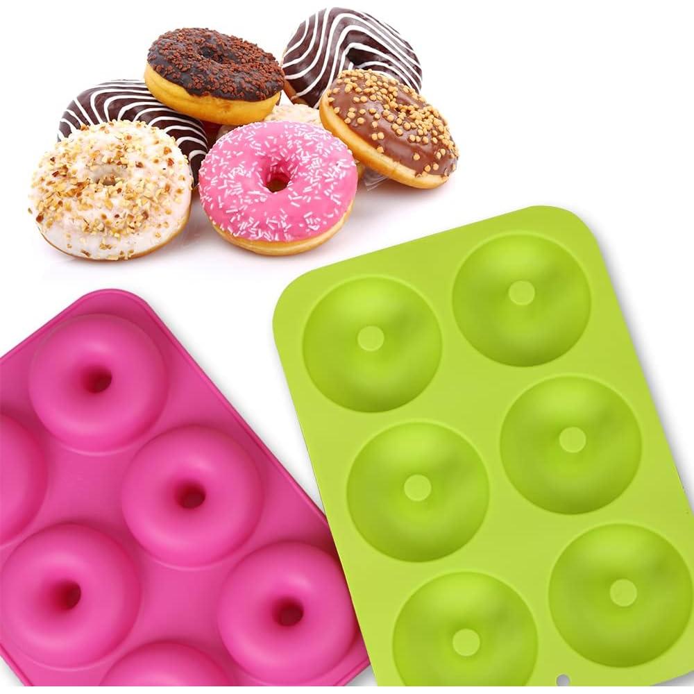 Moldes de Silicona para Donas homEdge - 2 Piezas Verde y Rosa