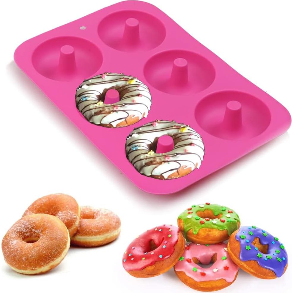 Moldes de Silicona para Donas homEdge - 2 Piezas Verde y Rosa