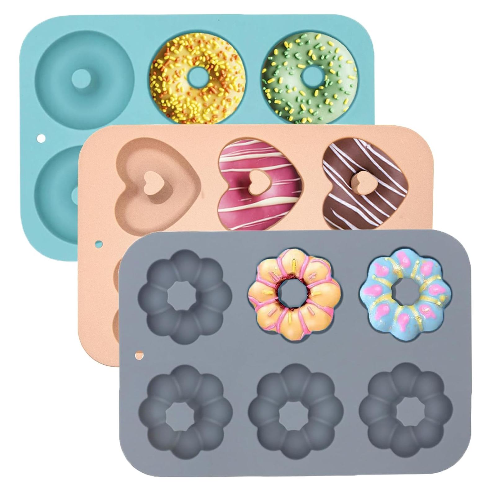 Set de 3 Moldes de Silicona para Donuts LGQUK - Antiadherente