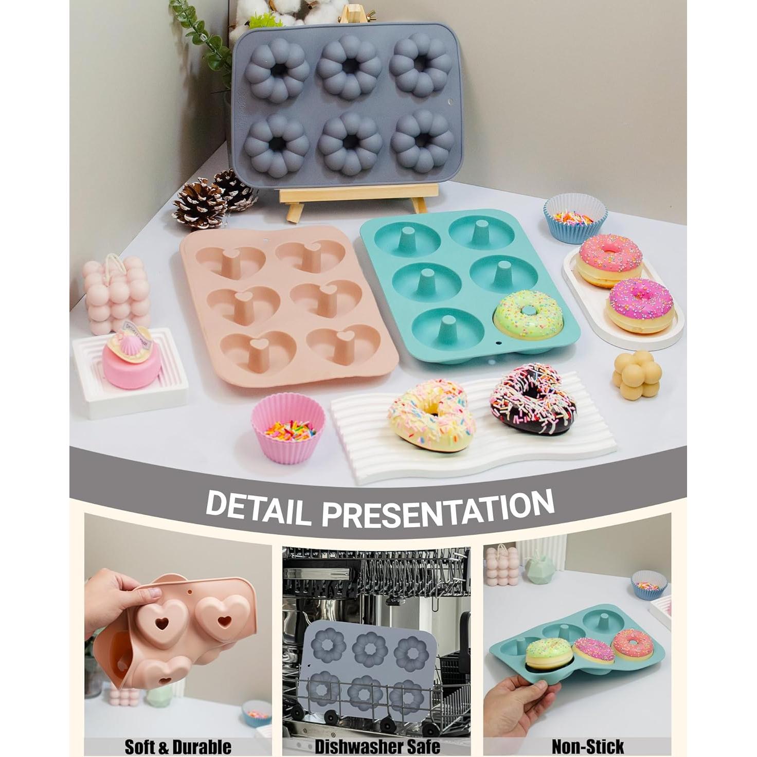 Set de 3 Moldes de Silicona para Donuts LGQUK - Antiadherente