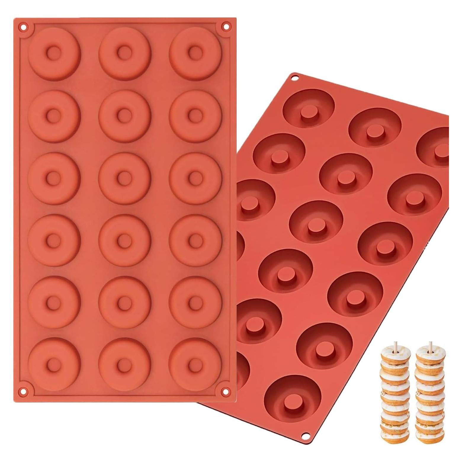 Molde de Silicona para Mini Donut iefoah 2pcs 18 Cavidades