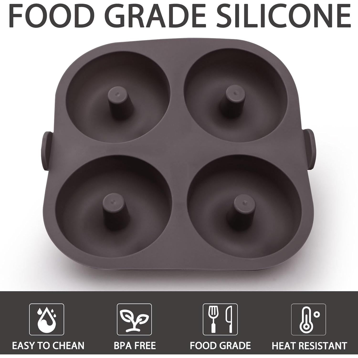 Molde de Donas de Silicona Fchil, 4 Cavidades Antiadherente