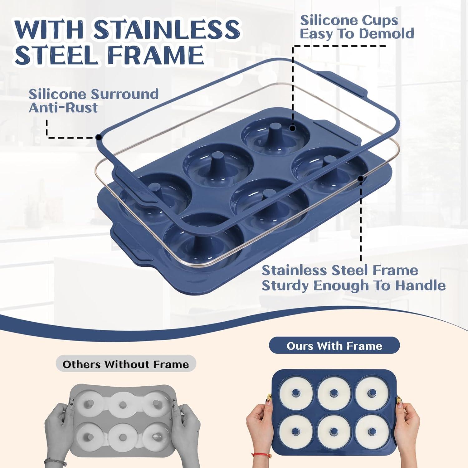 Molde para Donas de Silicona Vnray 4" Antiadherente con Marco