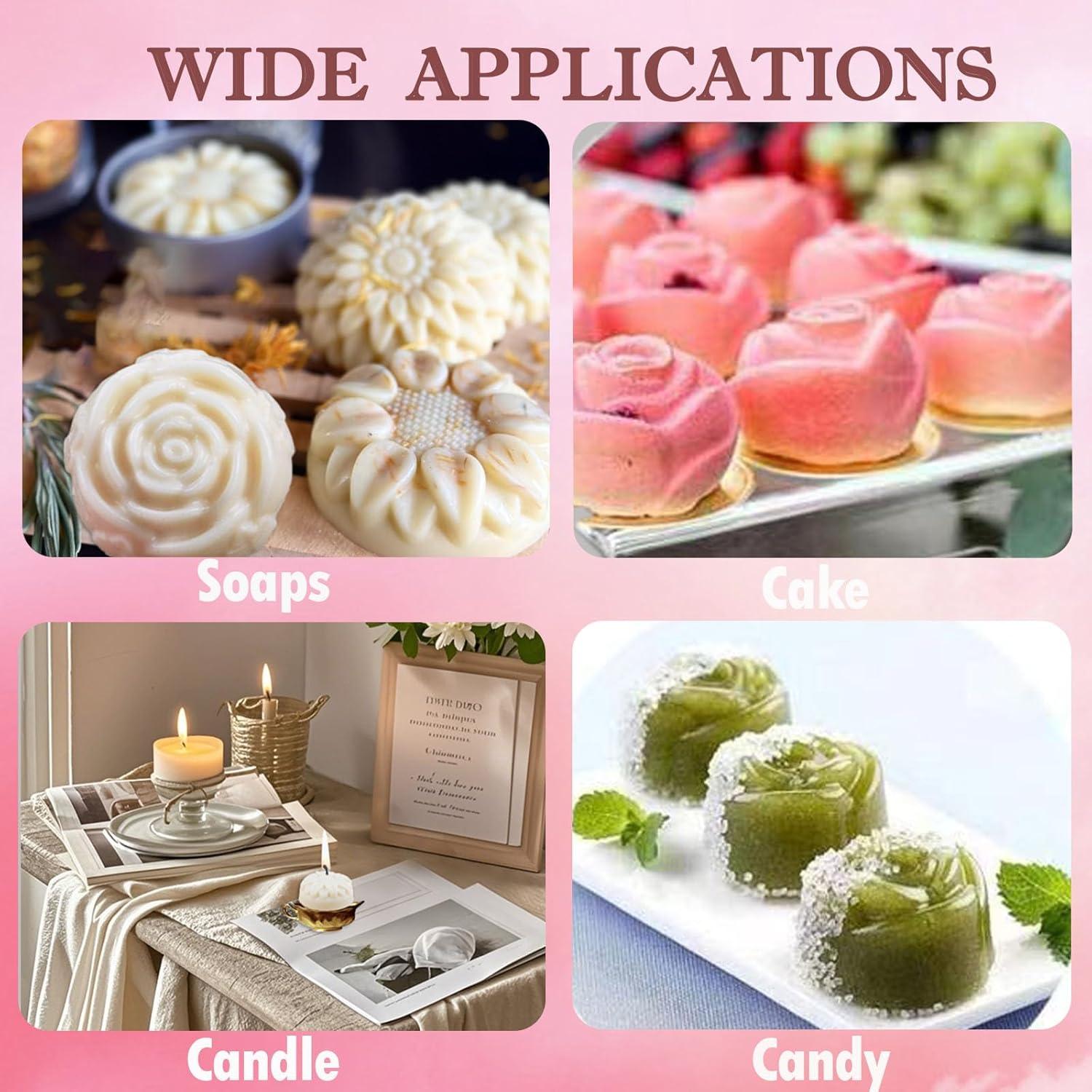 Juego de 3 Moldes de Silicona para Jabón JIIVORS - Flores