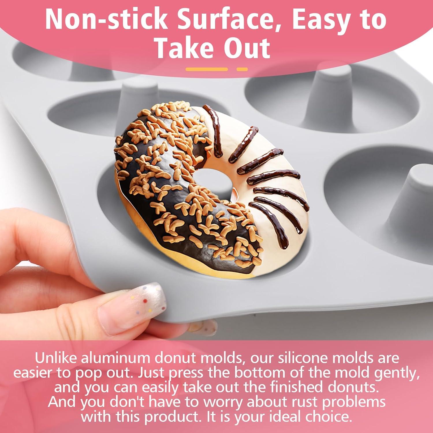 Paquete de 3 Moldes de Silicona para Donas Bettoor - Corazón, Calabaza, Redonda