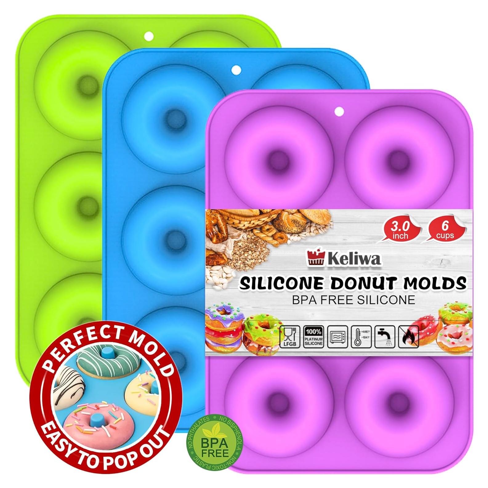 Molde de Donut de Silicona Keliwa para 6 Donas - Antiadherente