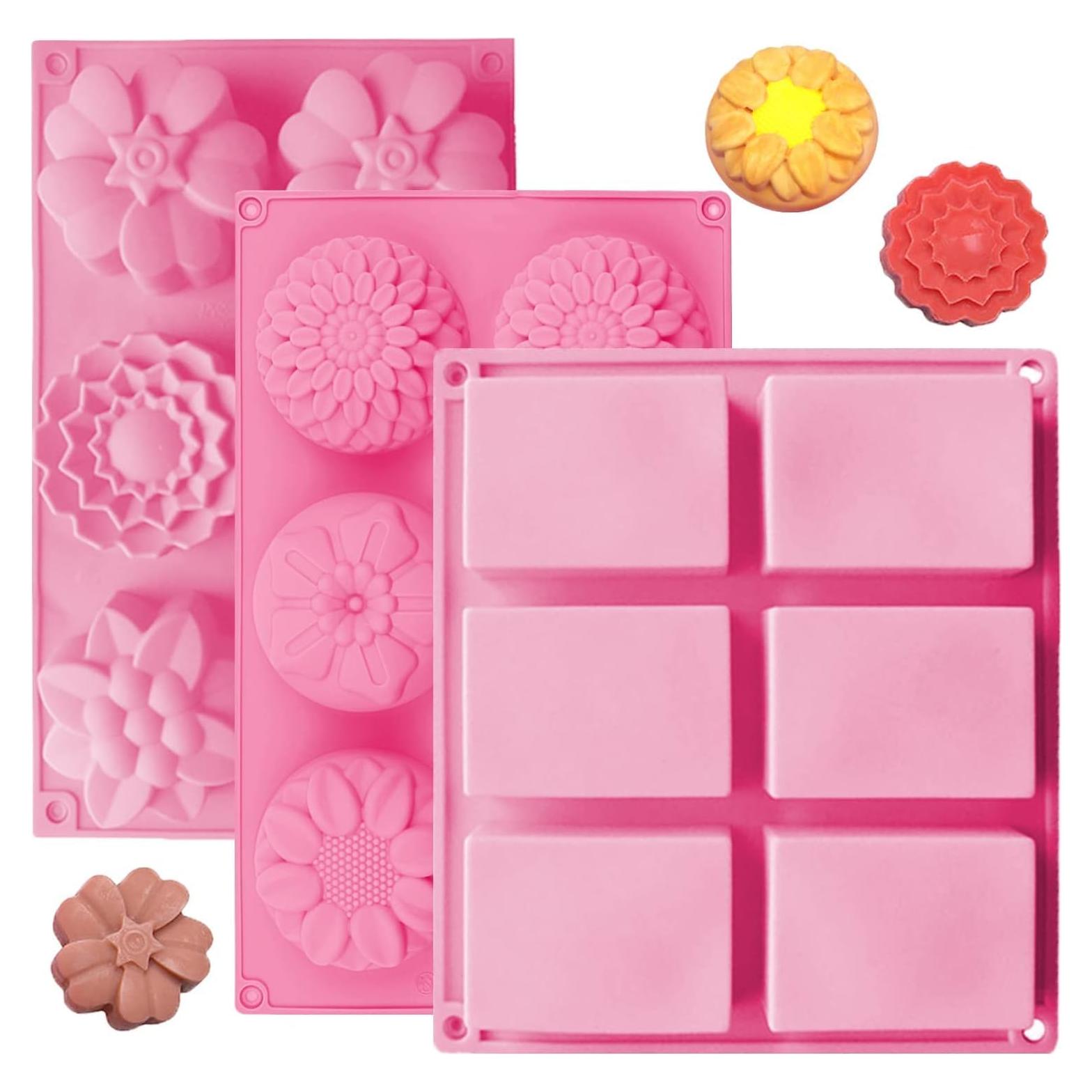 Paquete de 3 Moldes de Silicona para Jabón OBSGUMU