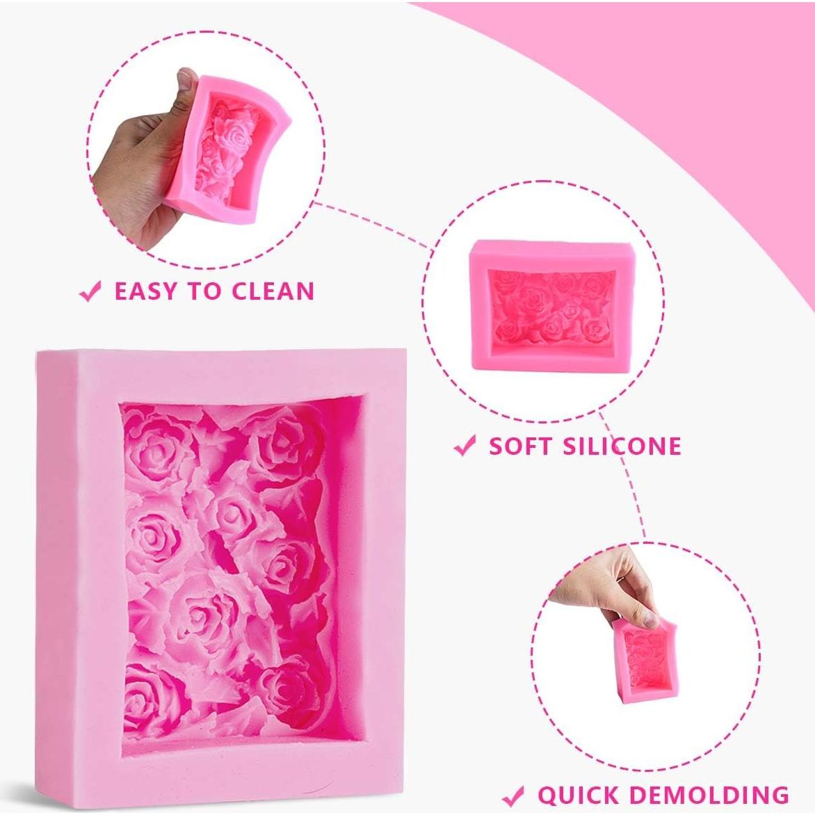 Moldes de Silicona Rosa OBTANIM para Chocolate y Caramelos - 2 Pcs