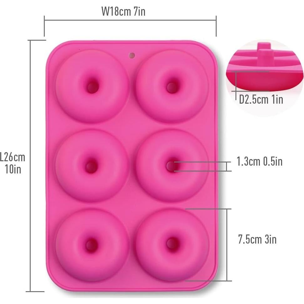 Moldes de Donut de Silicona homEdge - 3 Piezas, Verde, Rosa, Azul