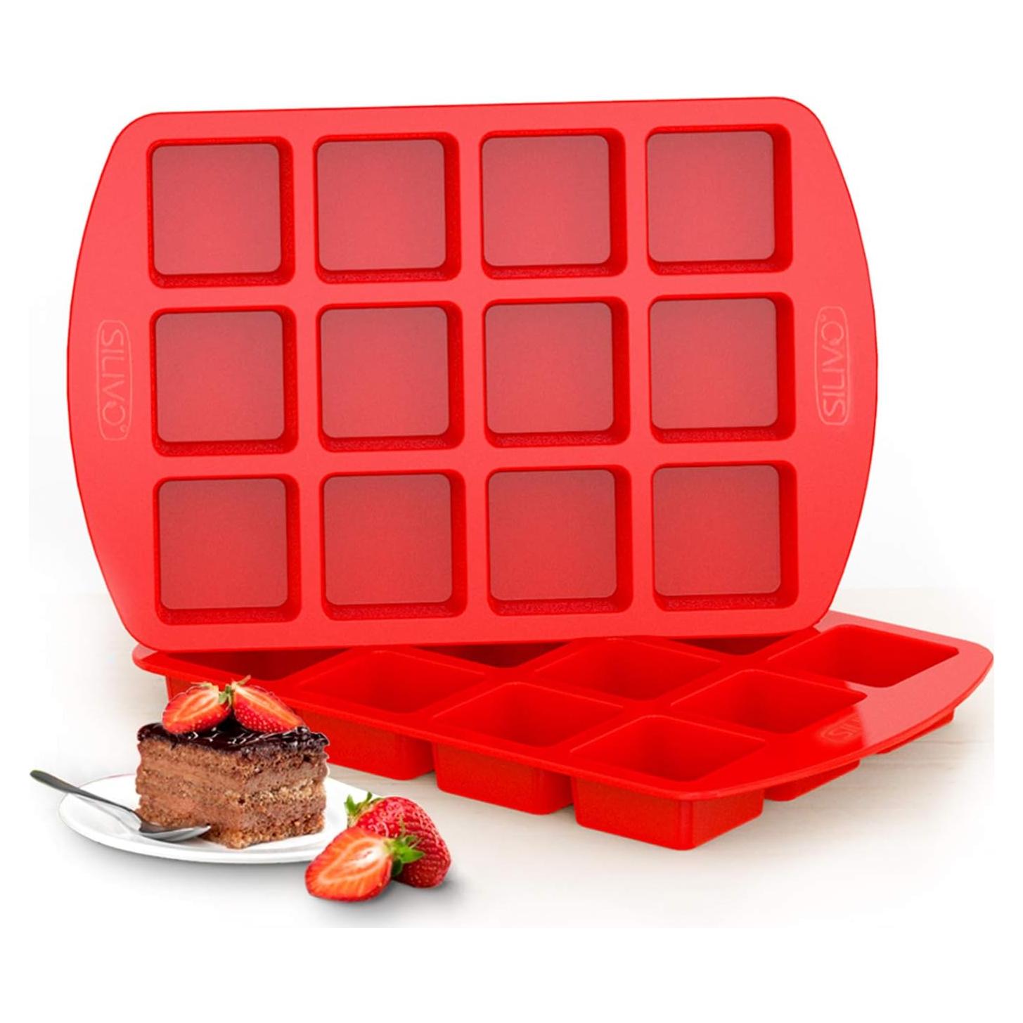 Molde de Silicona Antiadherente SILIVO para Brownies 12 Cavidades