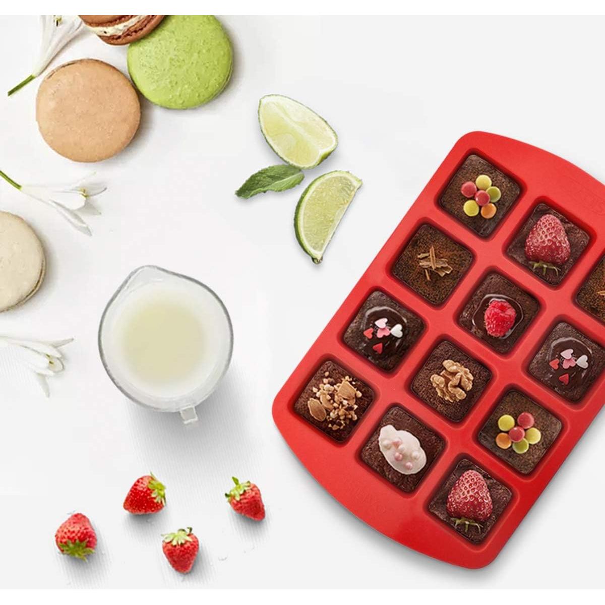 Molde de Silicona Antiadherente SILIVO para Brownies 12 Cavidades