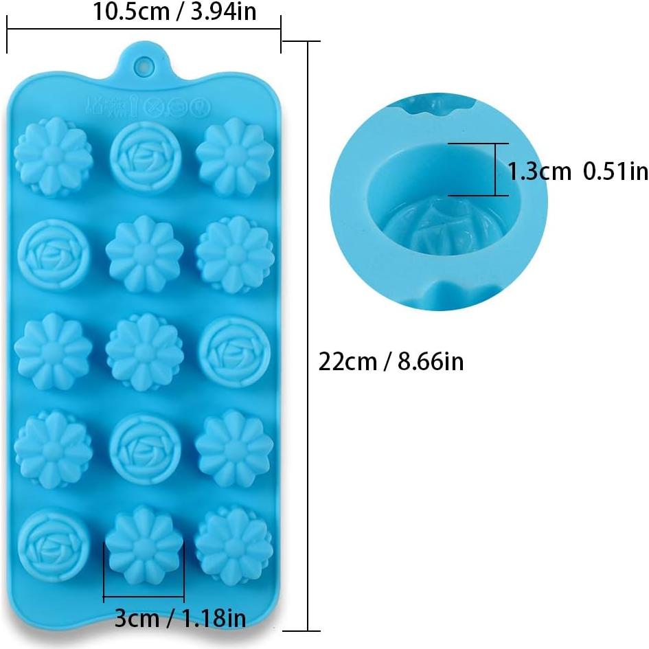 Moldes de Silicona en Forma de Flor Newk - 4 Paquetes de 15 Cavidades