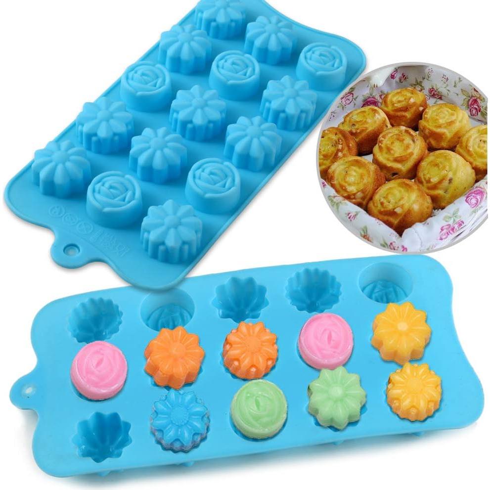 Moldes de Silicona en Forma de Flor Newk - 4 Paquetes de 15 Cavidades