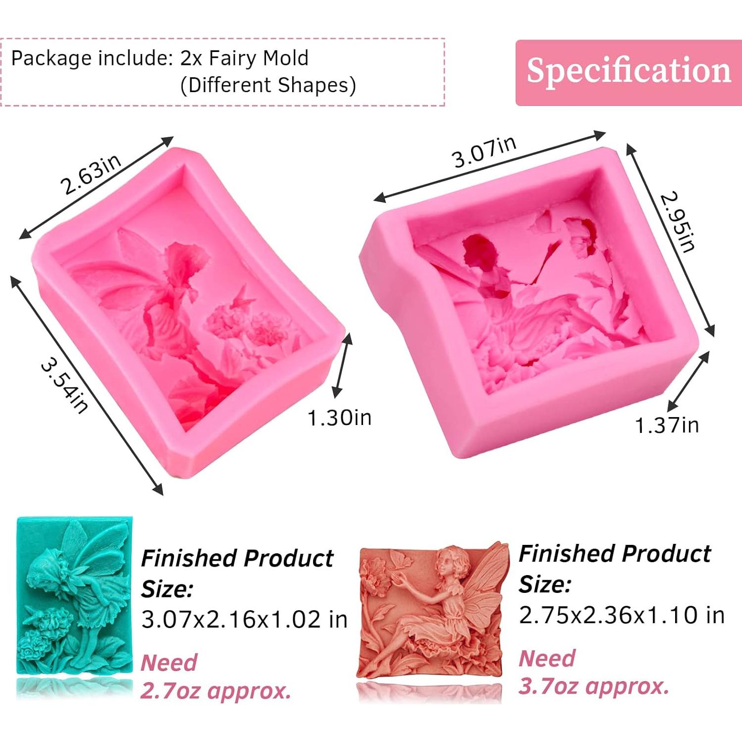 Moldes de Silicona Wehous 2PCS Flor de Hada 3D para Jabón