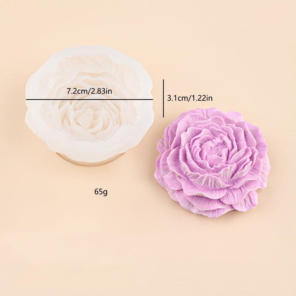 Juego de Moldes de Silicona JIECHOGJ Flor Peonía 3 Tamaños