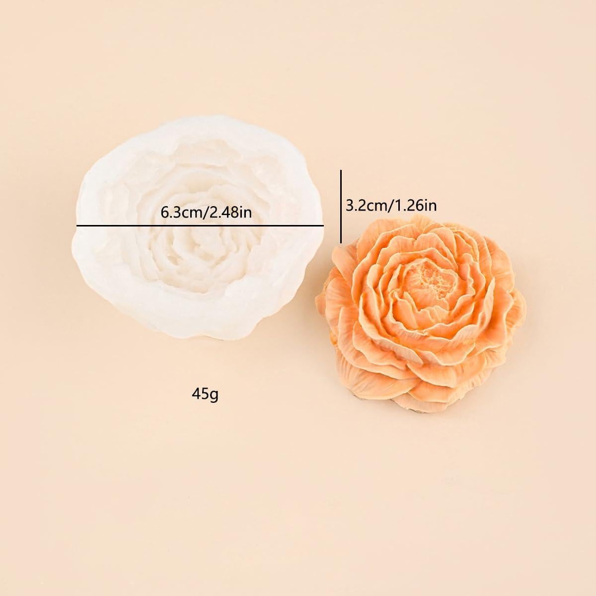 Juego de Moldes de Silicona JIECHOGJ Flor Peonía 3 Tamaños