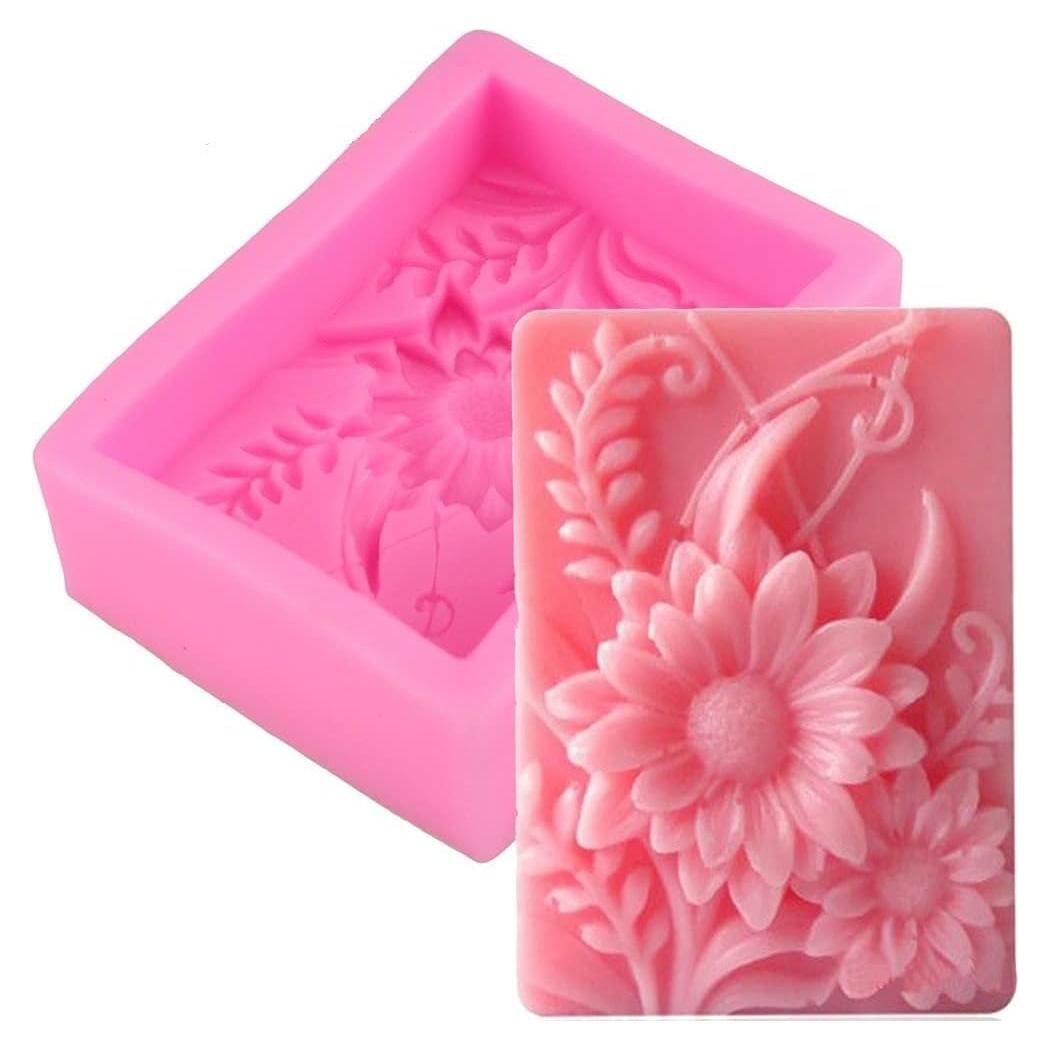 Molde de Jabón de Silicona Cestony Flor Rectangular 9x7x3 cm