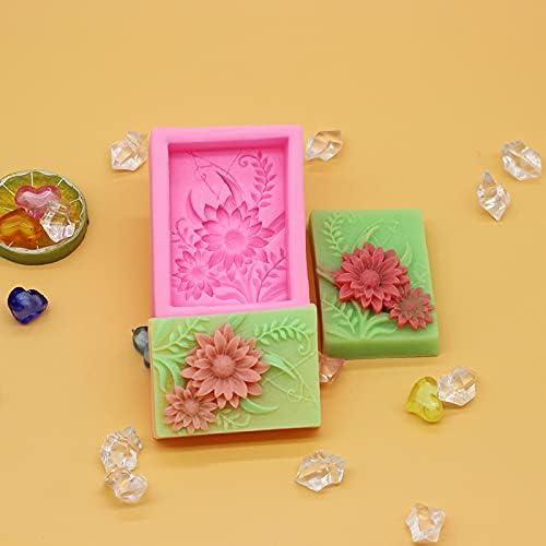 Molde de Jabón de Silicona Cestony Flor Rectangular 9x7x3 cm