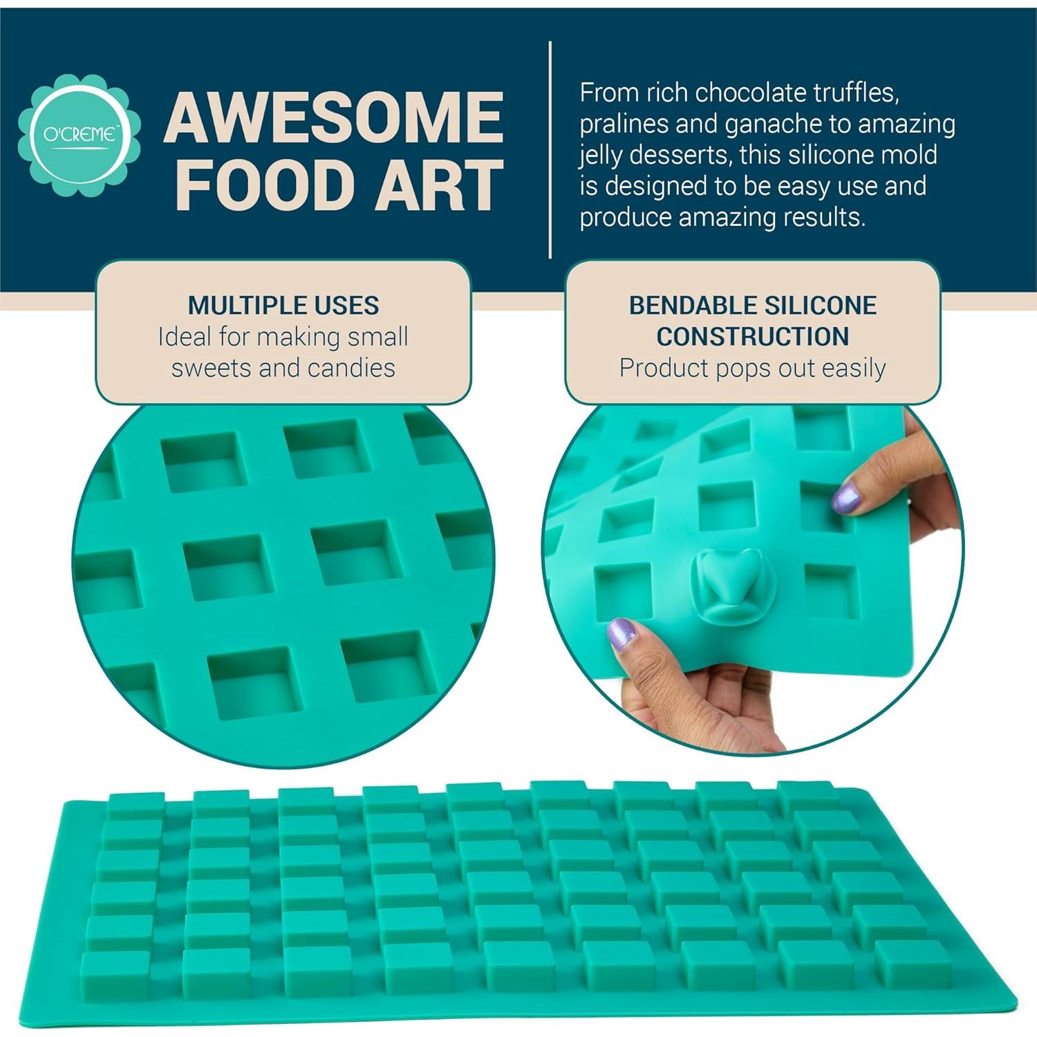 Molde de Silicona O'Creme para Mini Brownies 54 Cavidades 24x24mm