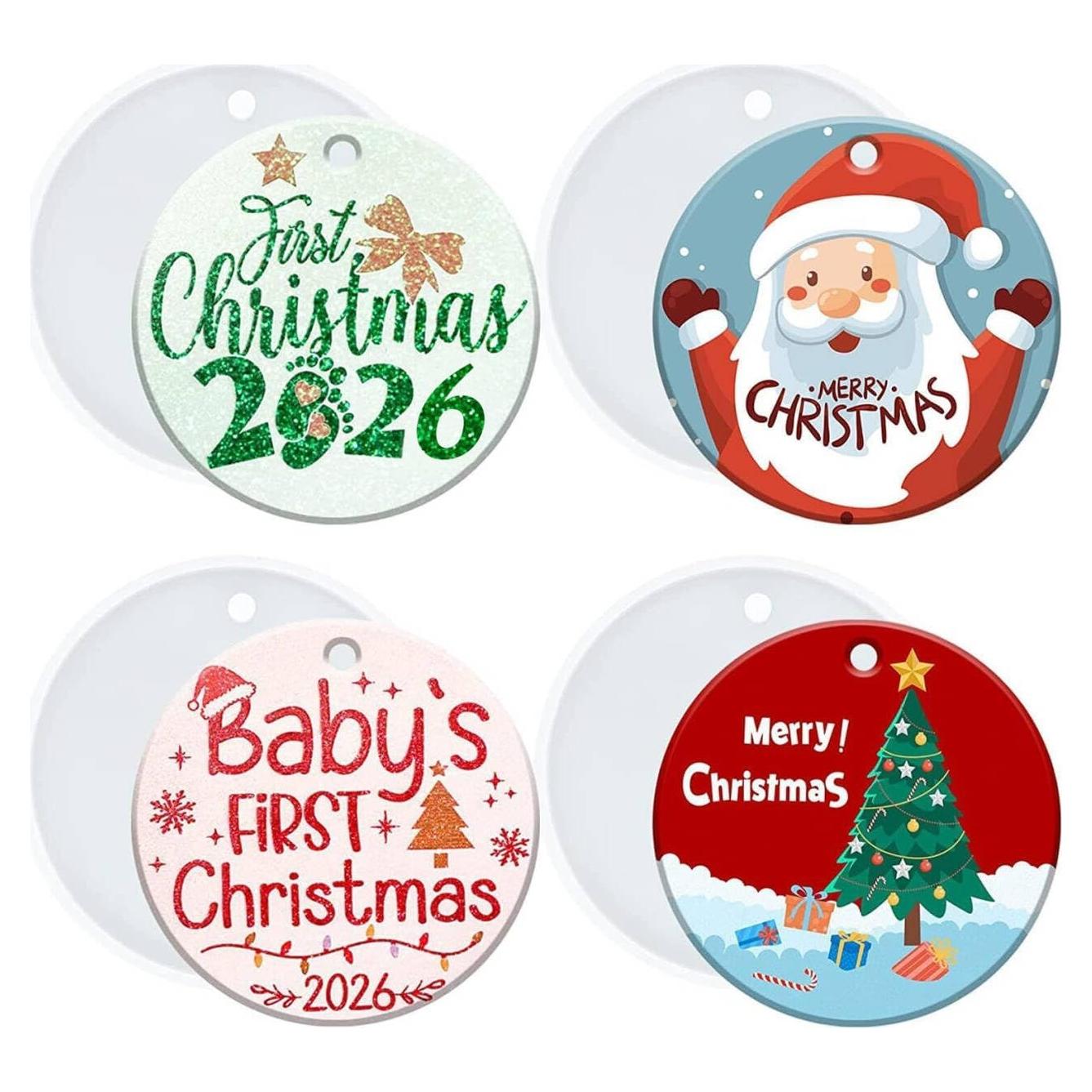 Moldes de Silicona Redondos PEVOGON 4 Pcs 7.62 cm Navidad