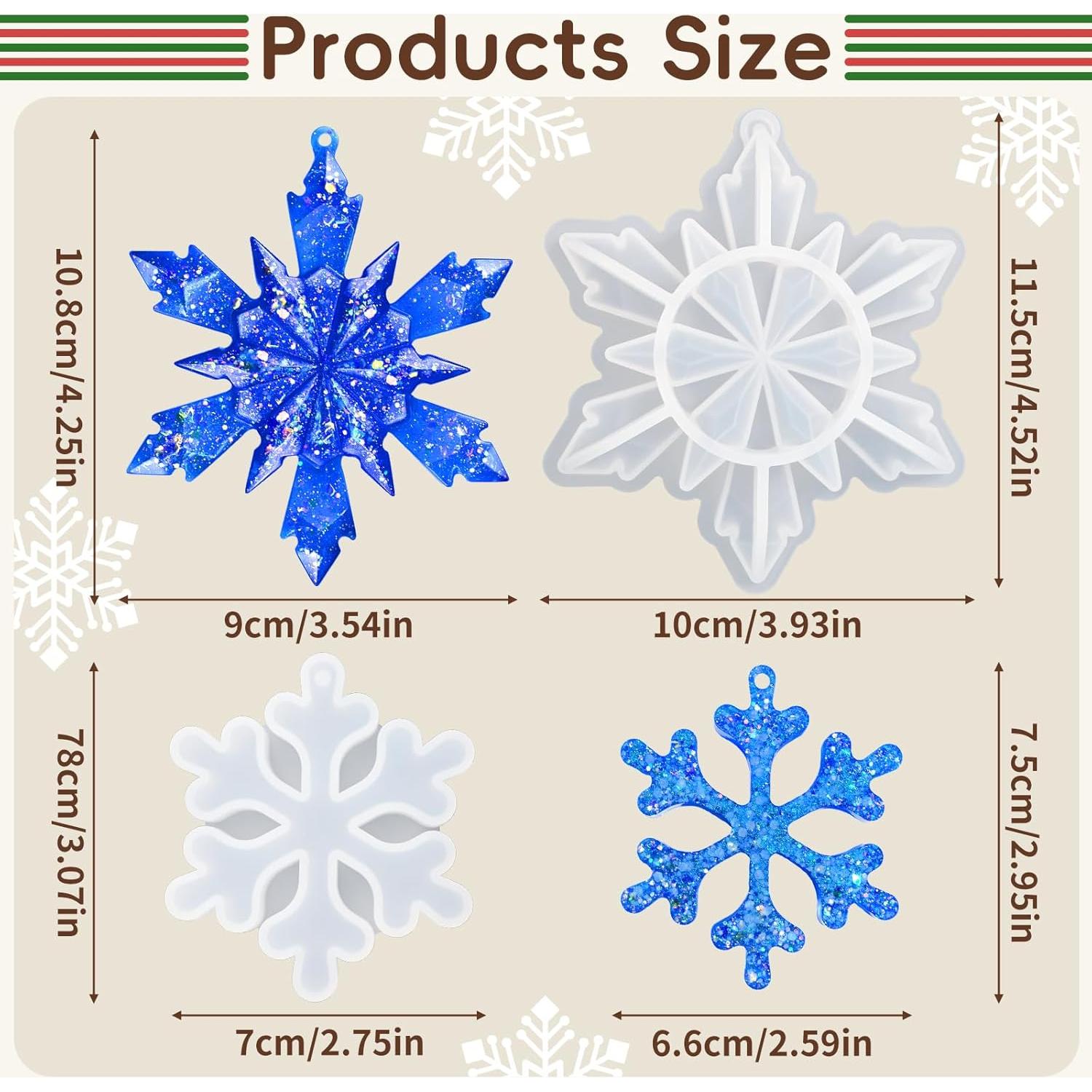 Set de 9 Moldes de Silicona Copo de Nieve ZQYSING