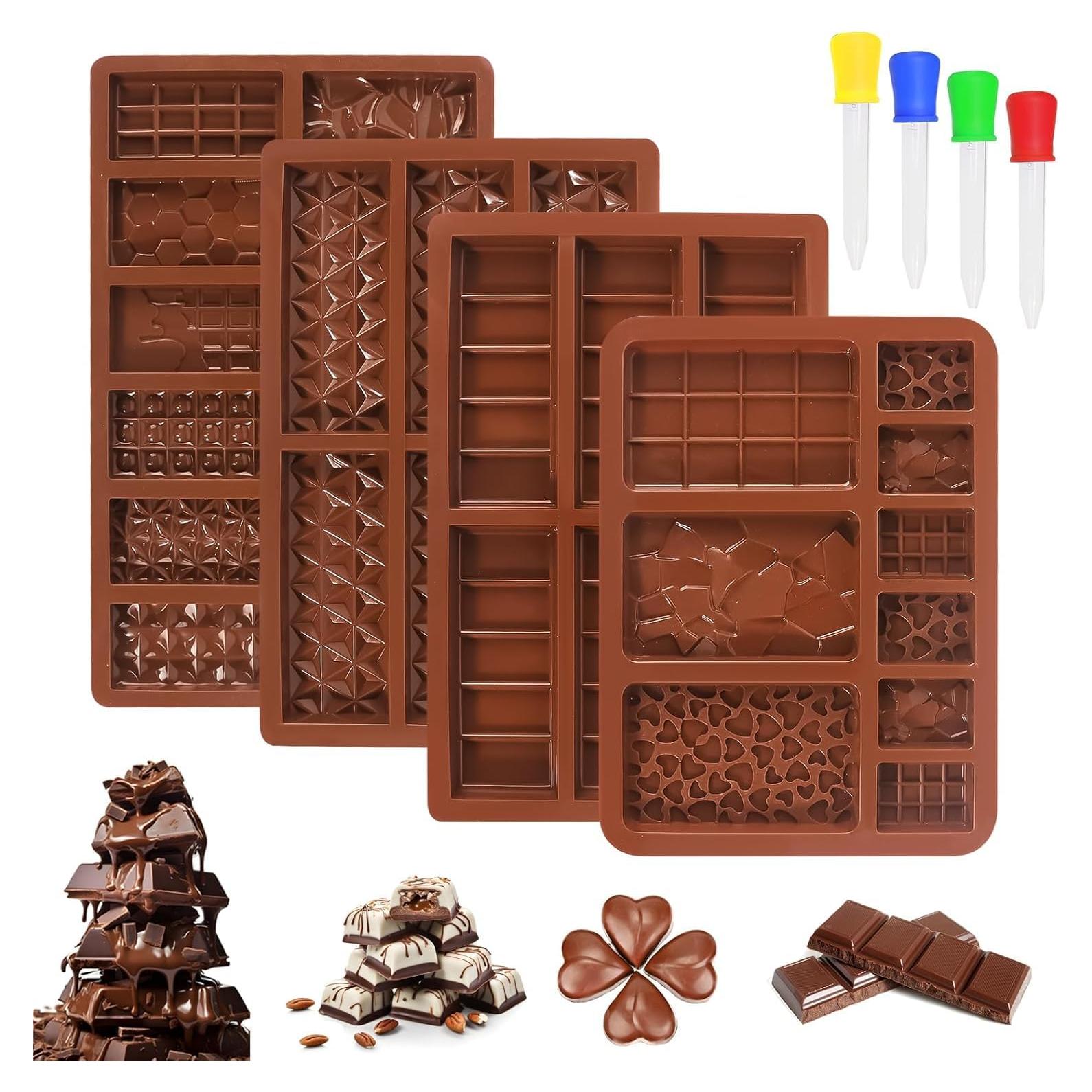 4 Moldes de Chocolate Silicona Hoxxu 20.4x15 cm Antiadhesivos