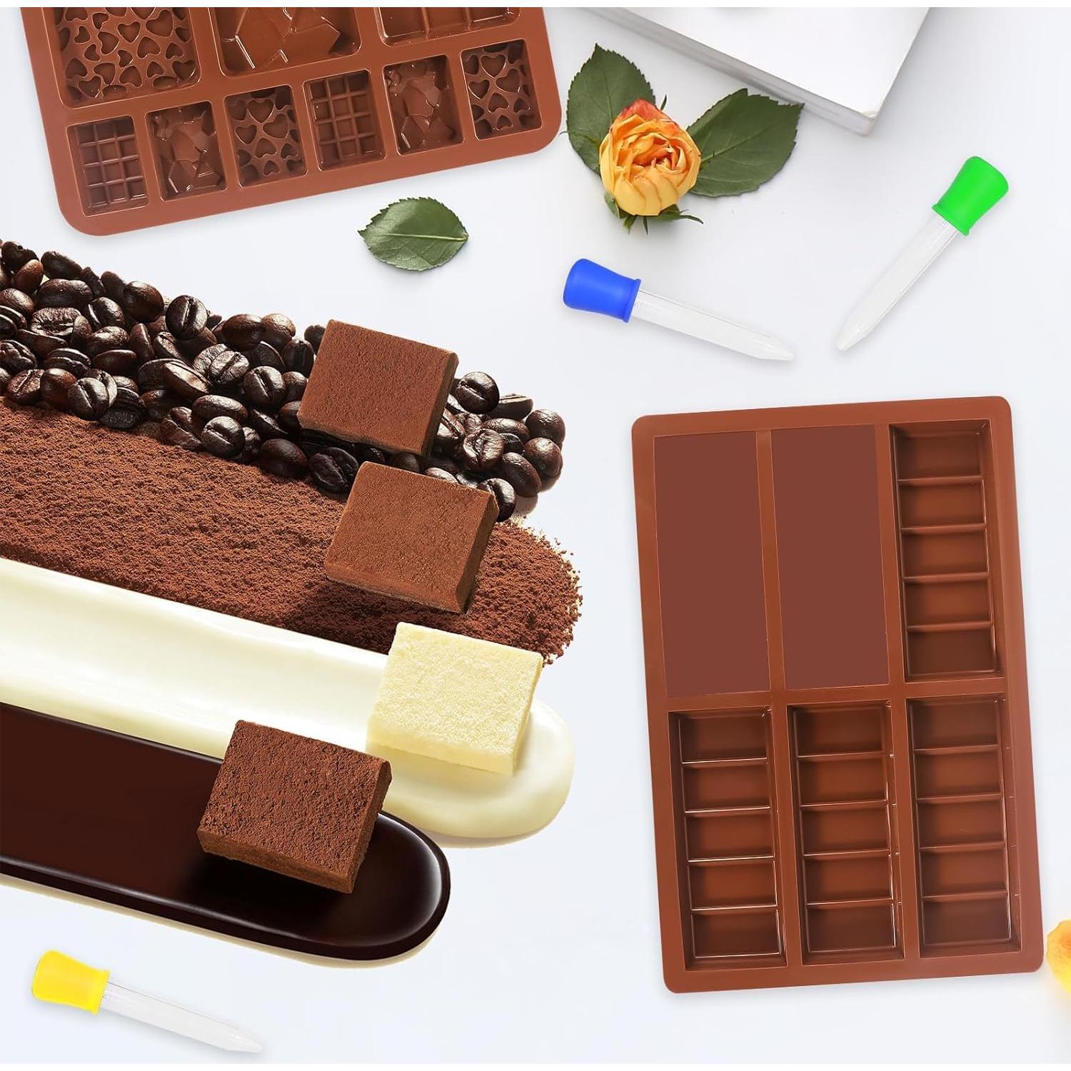 4 Moldes de Chocolate Silicona Hoxxu 20.4x15 cm Antiadhesivos