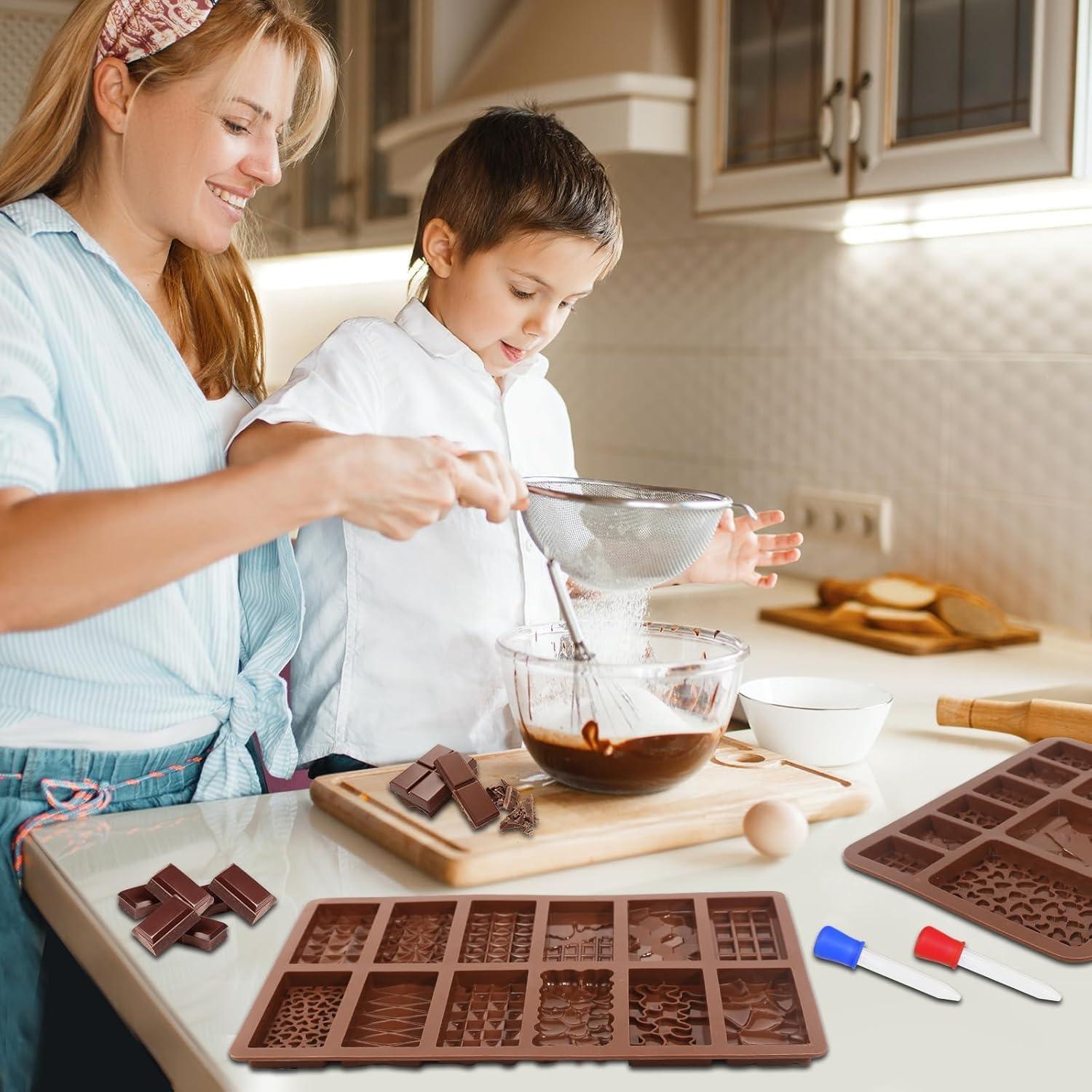 4 Moldes de Chocolate Silicona Hoxxu 20.4x15 cm Antiadhesivos