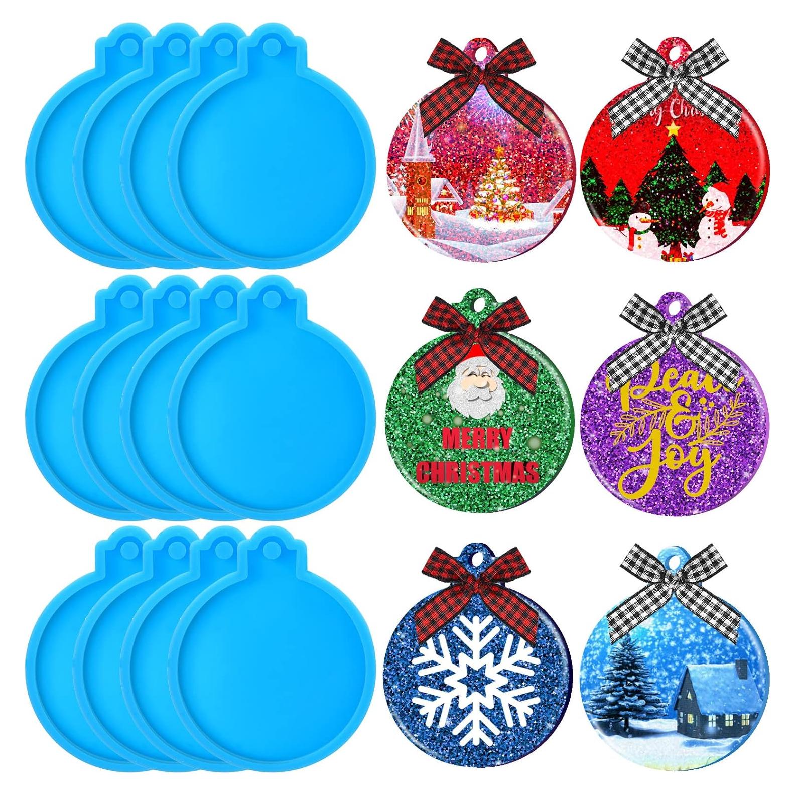 12 Moldes de Silicona para Resina de Navidad Kajaia Redondos