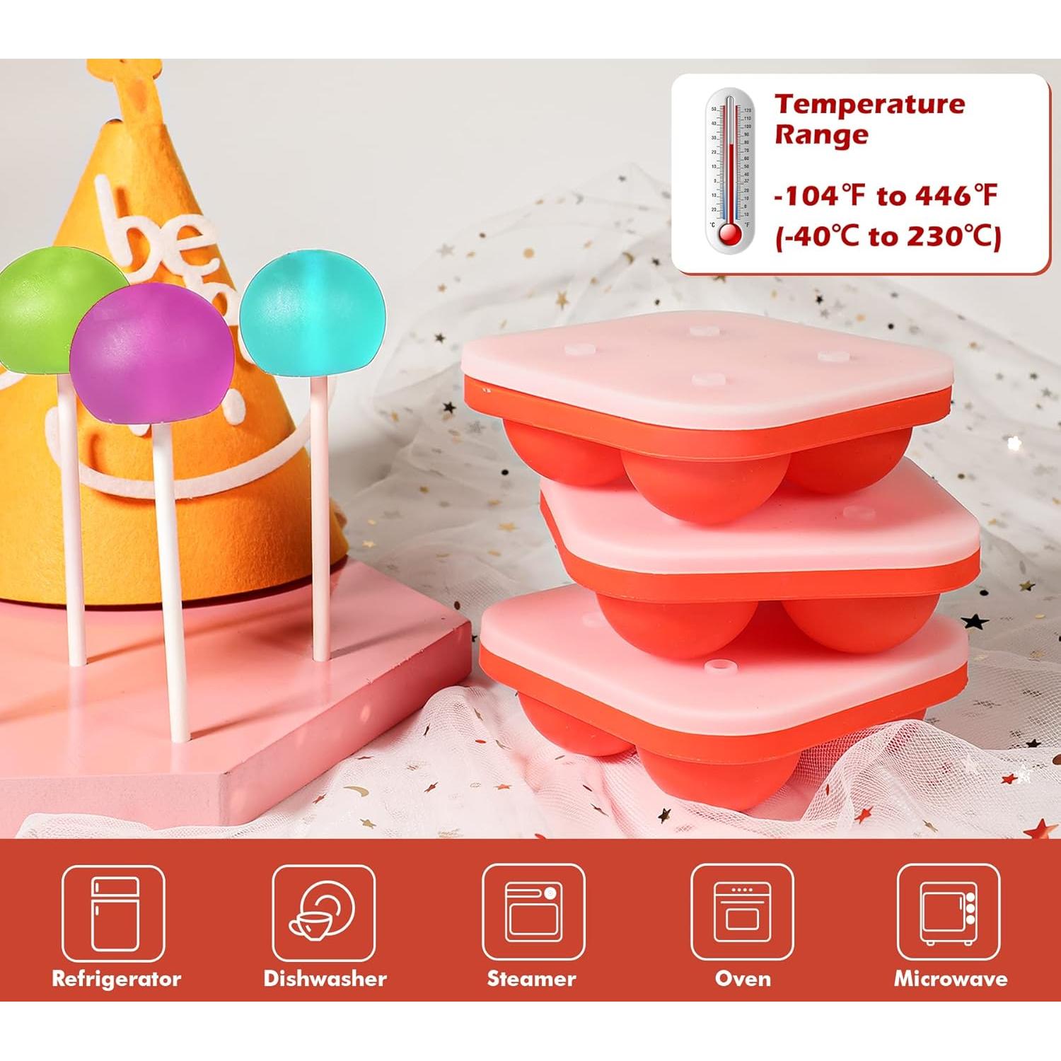 Moldes de Silicona para Lollipop Webake - 3 Piezas con Palitos