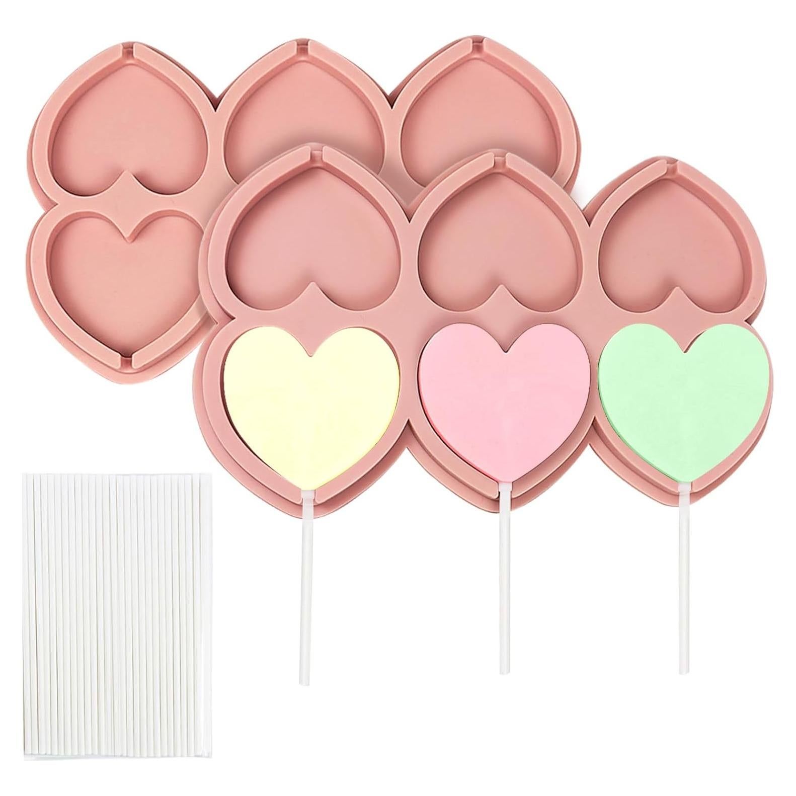 Moldes de Lollipop Corazón Silicona EDUEE 2 Piezas 18x11.5cm