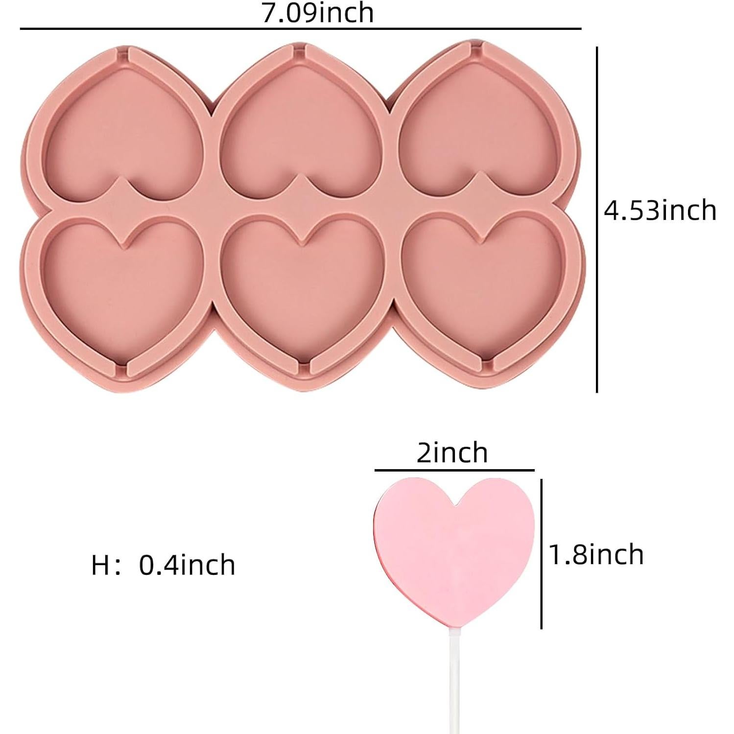 Moldes de Lollipop Corazón Silicona EDUEE 2 Piezas 18x11.5cm