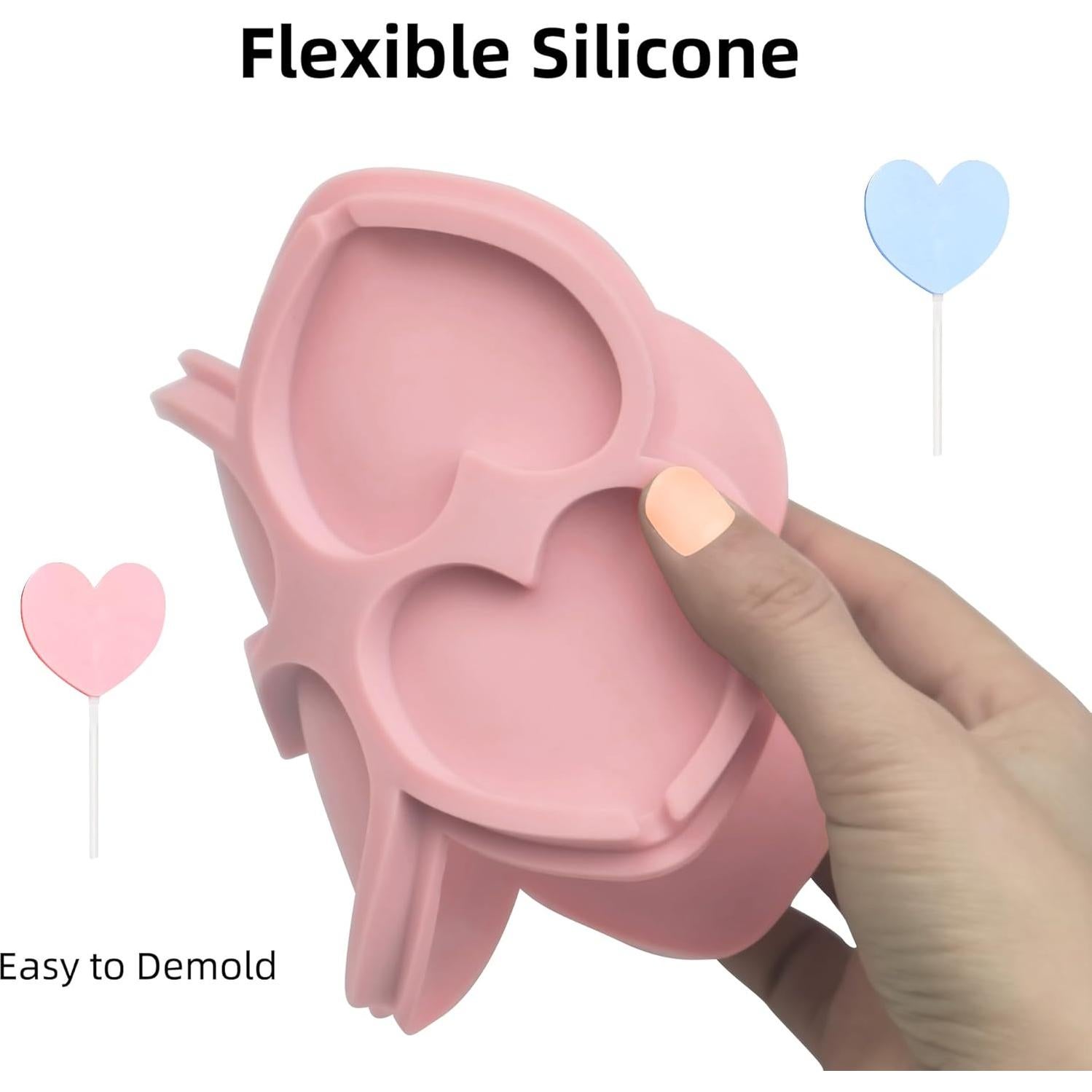 Moldes de Lollipop Corazón Silicona EDUEE 2 Piezas 18x11.5cm