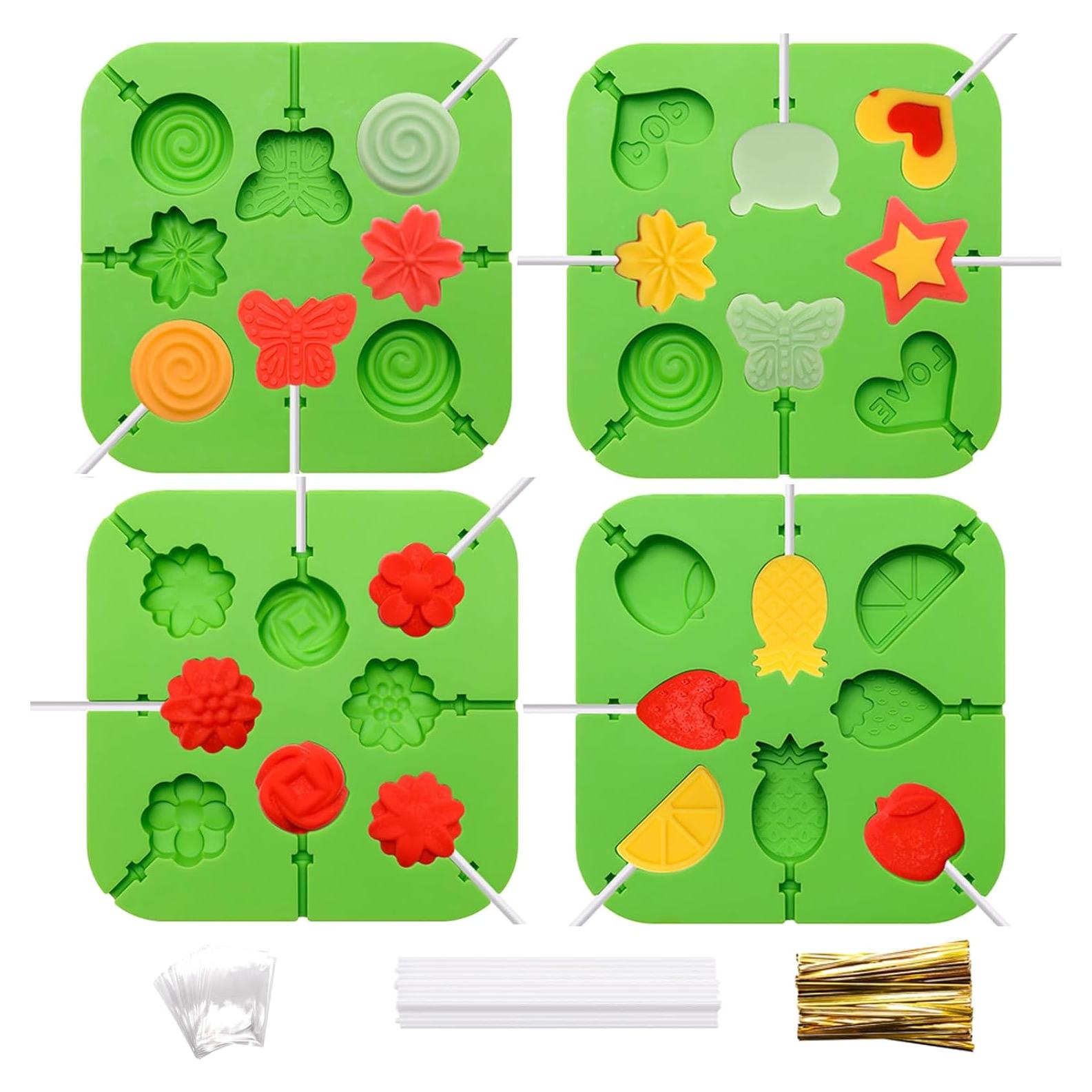 Moldes de Silicona para Lollipop Bettoor - 4 Piezas con 100 Palitos