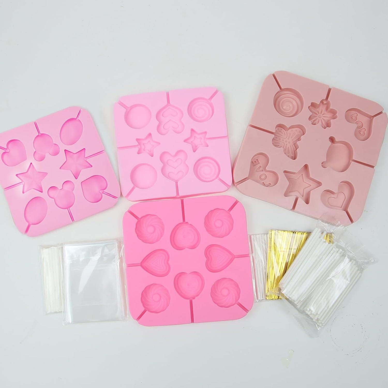Molde de Silicona para Lollipop KKONHII - 4 Piezas con Palitos