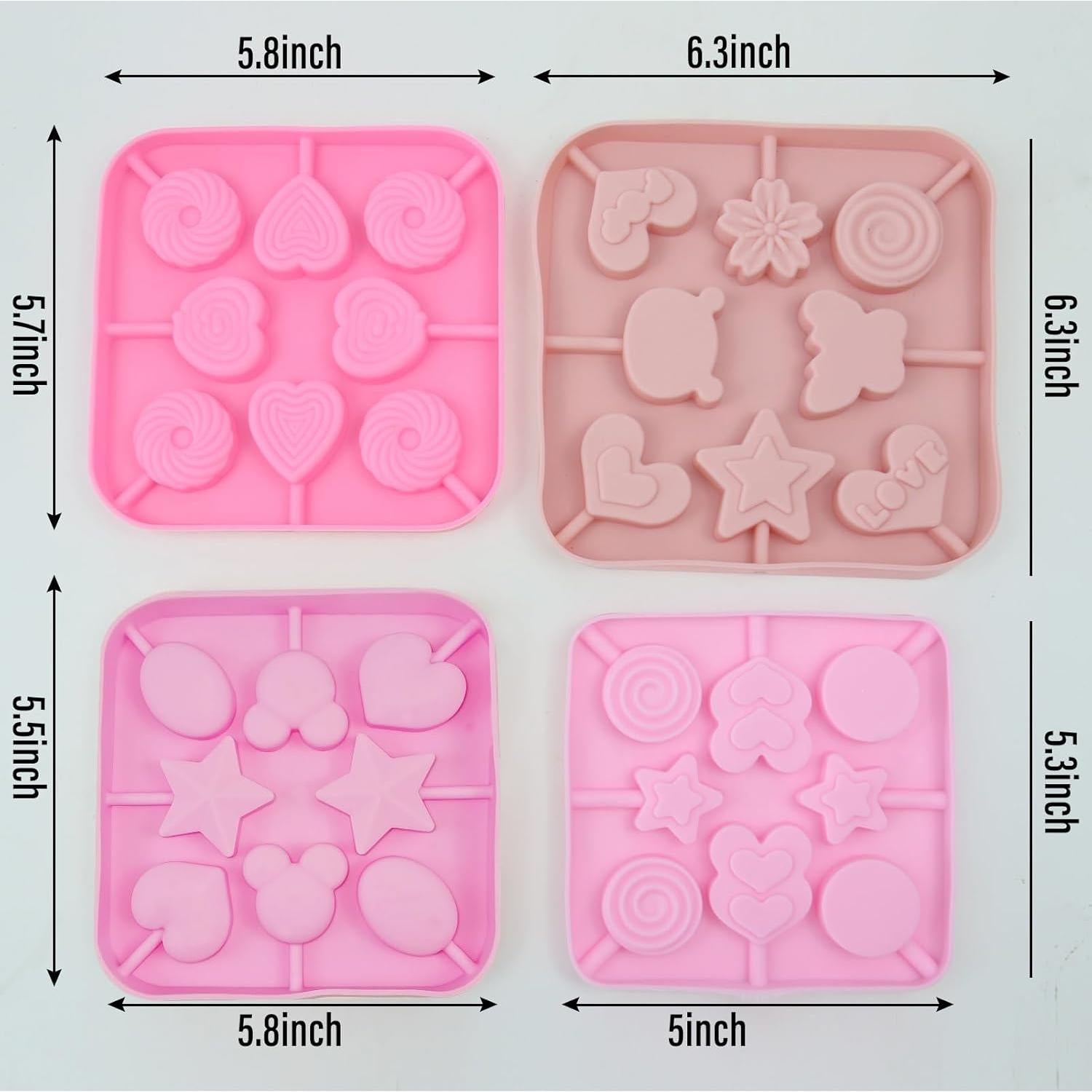 Molde de Silicona para Lollipop KKONHII - 4 Piezas con Palitos